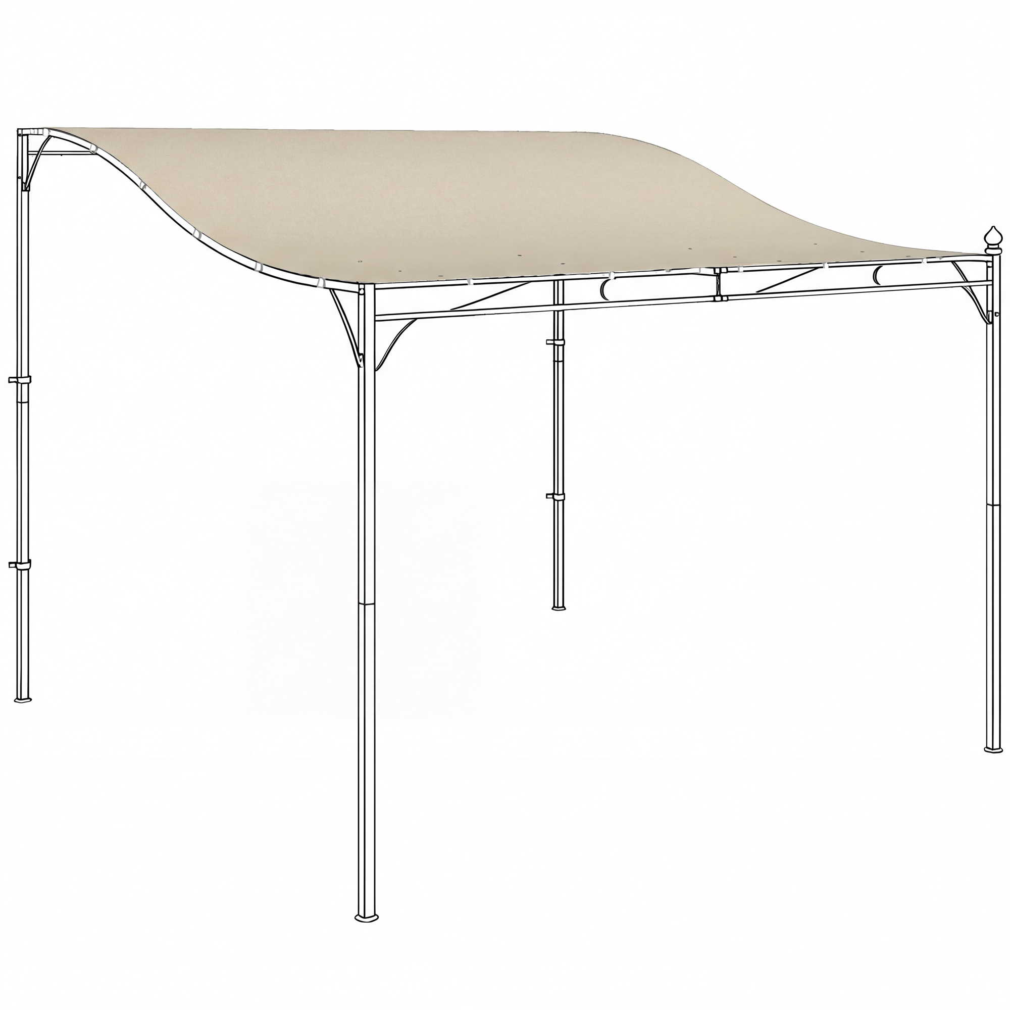 Outsunny Ersatzdach für Pergola 298 x 293 cm Sonnensegel für Terrassenüberdachung, Ersatz-Dachplane für 3 x 3 m Pavillon, Cremeweiß   Aosom