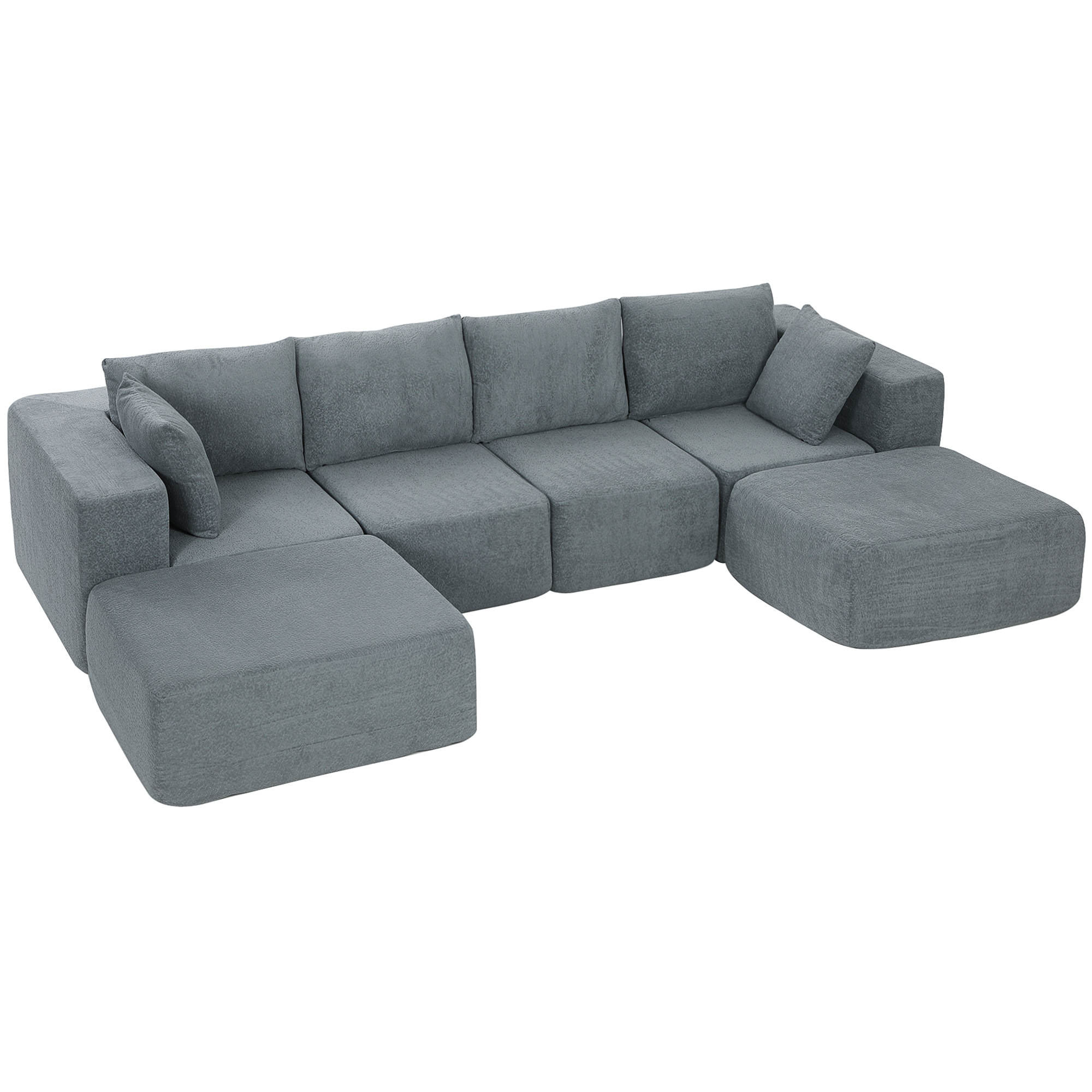 HOMCOM Ecksofa mit Schlaffunktion, U-Form 294 cm Sofa Couch mit Breiter, Tiefer Sitzfläche, 4-Sitzer Eckcouch Cloud-Sektionalsofas mit Wurfkissen, Schlafsofa mit Leinenoptik für Wohnzimmer Dunkelgrau Aosom