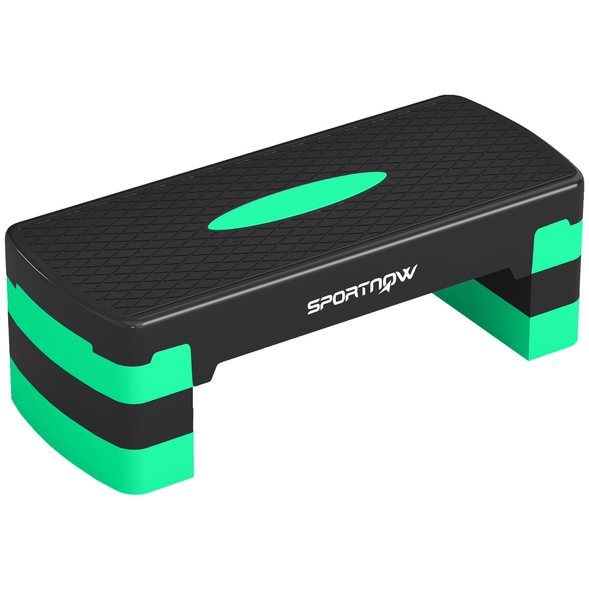 SPORTNOW Verstellbarer Aerobic-Stepper, Step mit Höhe 10/15/20 cm, Fitness-Stepper für Zuhause, Herren und Damen, Cardio- und Krafttraining, Grün Aosom