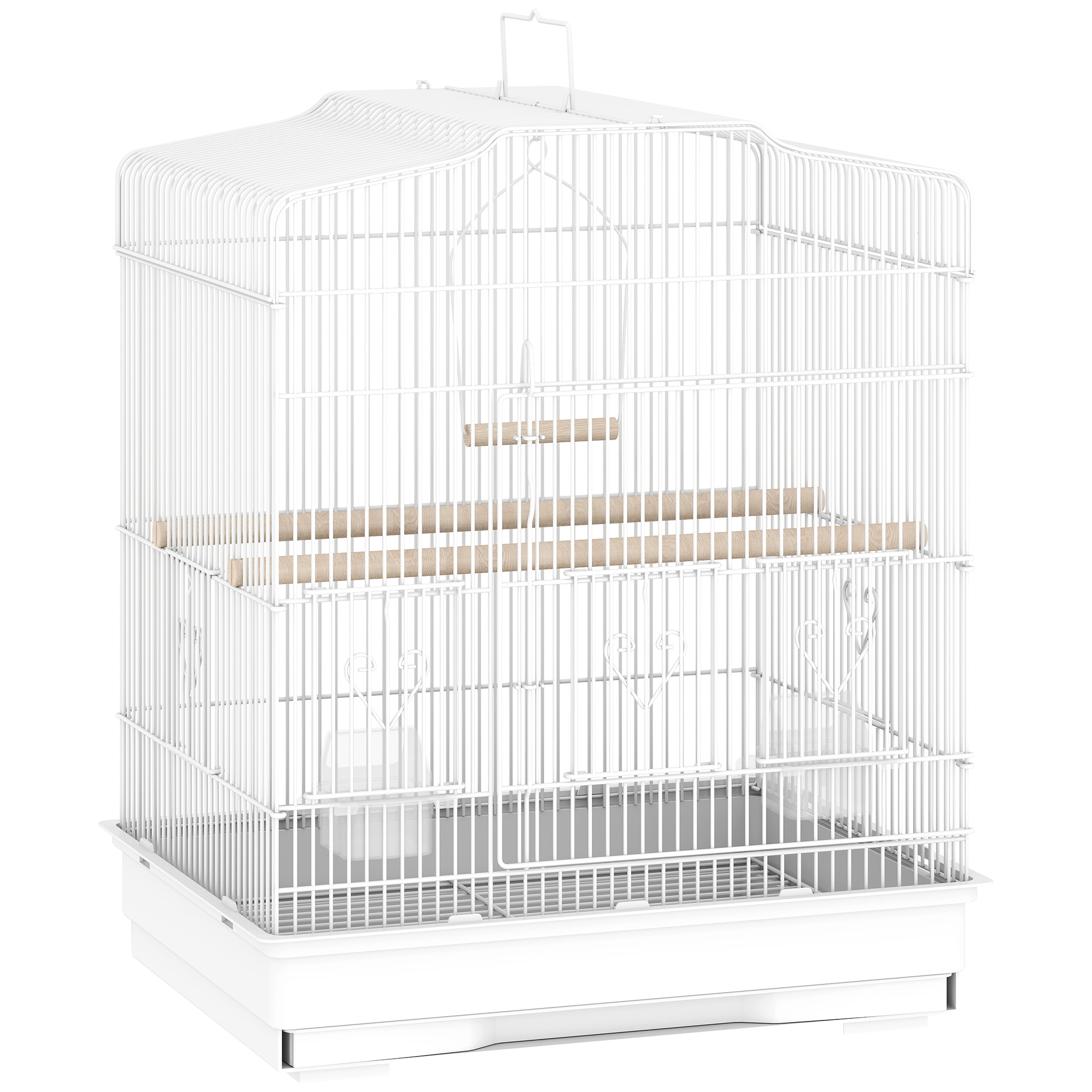 PawHut Vogelkäfig Vogelhaus Vogelvoliere Wellensittich Vogelbauer mit ausnehmbarer Bodenschale Weiß 46,5 x 36 x 59 cm Aosom
