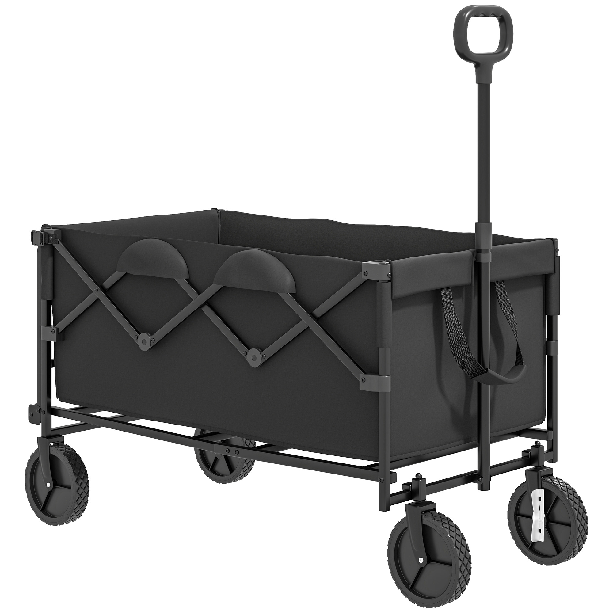 Outsunny Gartenwagen 100 kg belastbar klappbar Erweiterter Transportwagen mit herausnehmbare Plane Griff Rädern Bollerwagen Handwagen Gartenkarre 160 Liter Gerätewagen für Haus, Garten Schwarz   Aosom