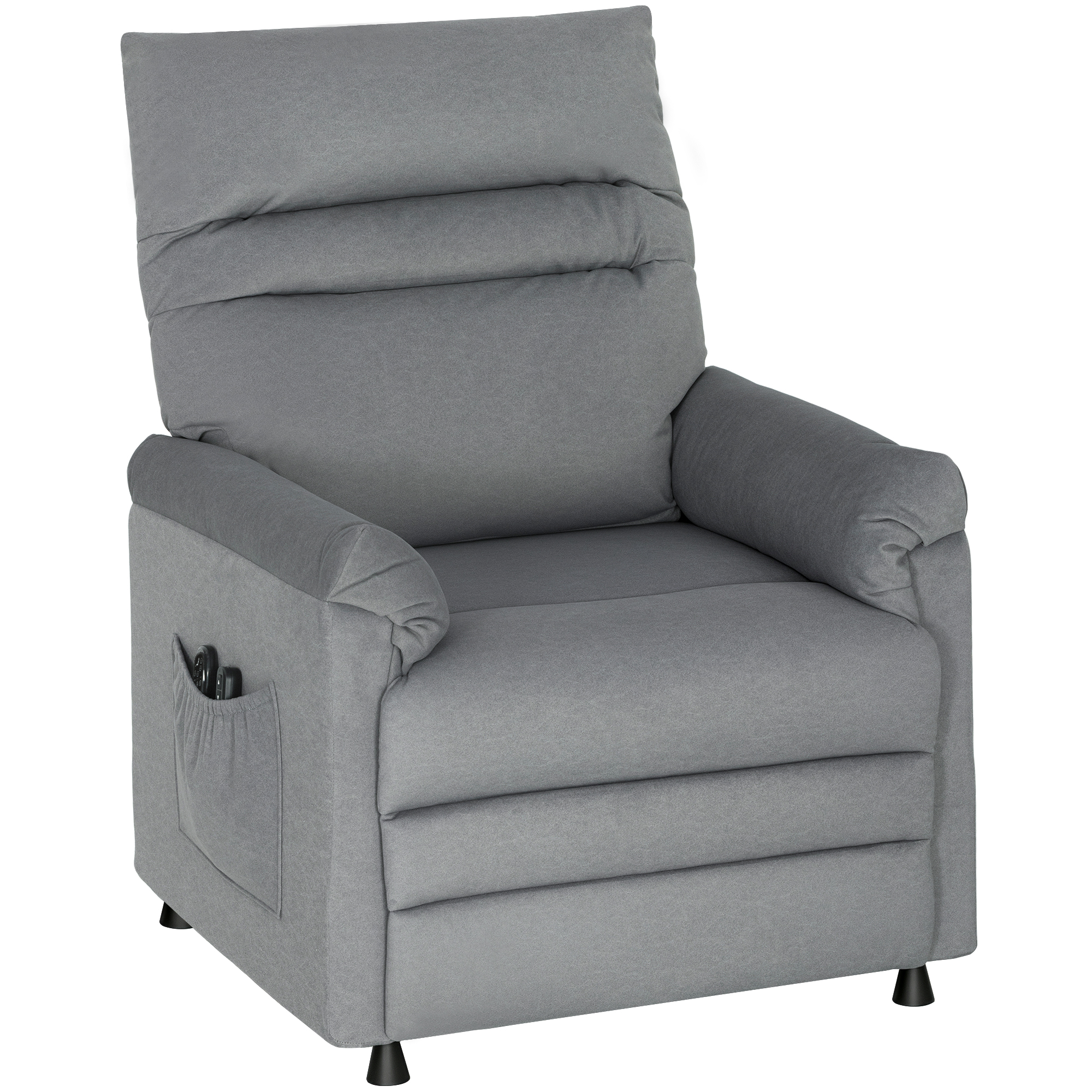 HOMCOM Relaxsessel, Fernsehsessel mit Liegefunktion, Lendenheizung, TV-Sessel mit Memory-Funktion, Kratztfeste Samtoptik, Massagesessel mit 2 Fernbedienungen, USB-Anschluss, Leisem Motor, Grau Aosom