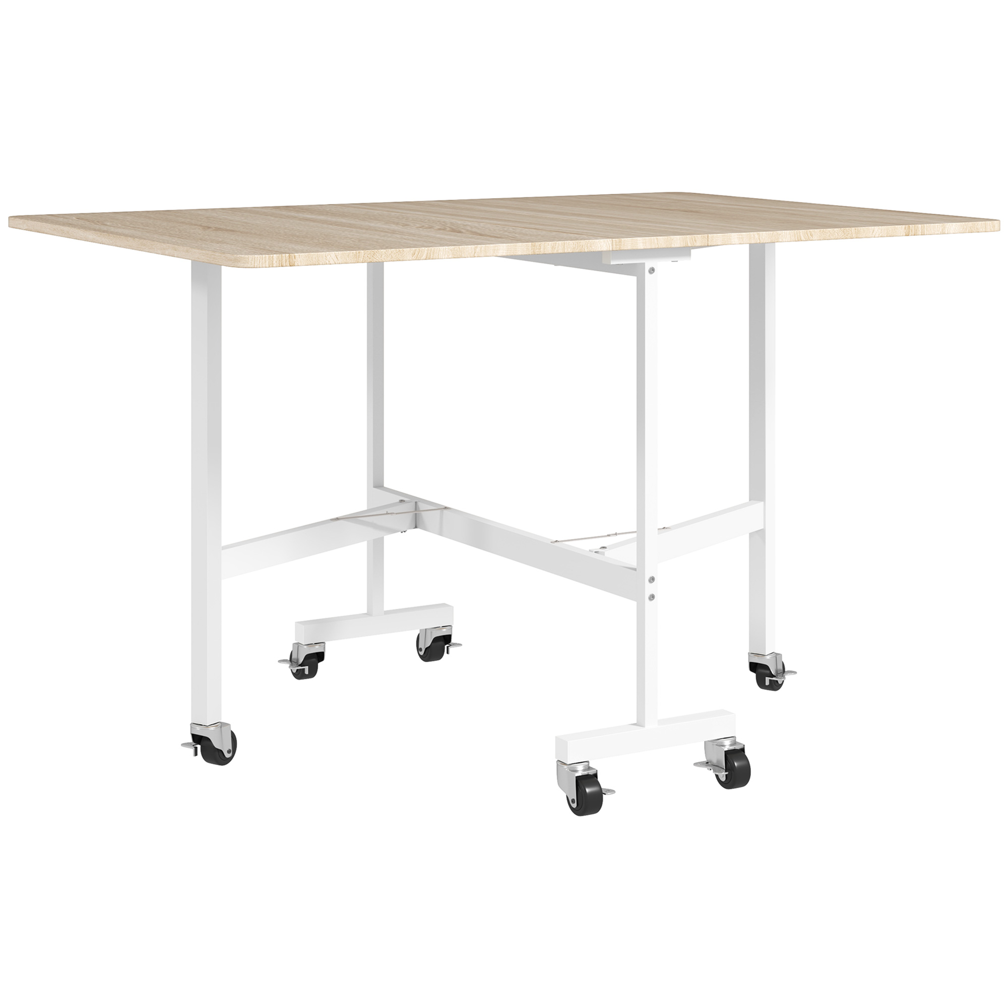 HOMCOM Esstisch Klappbar Küchentisch für 4-6 Personen mit Rollen, Stahlbeine Mobiler Klapptisch Esszimmertisch für Kleine Räume, Esszimmer, Küche 120 x 80 x 73 cm, Eiche Aosom