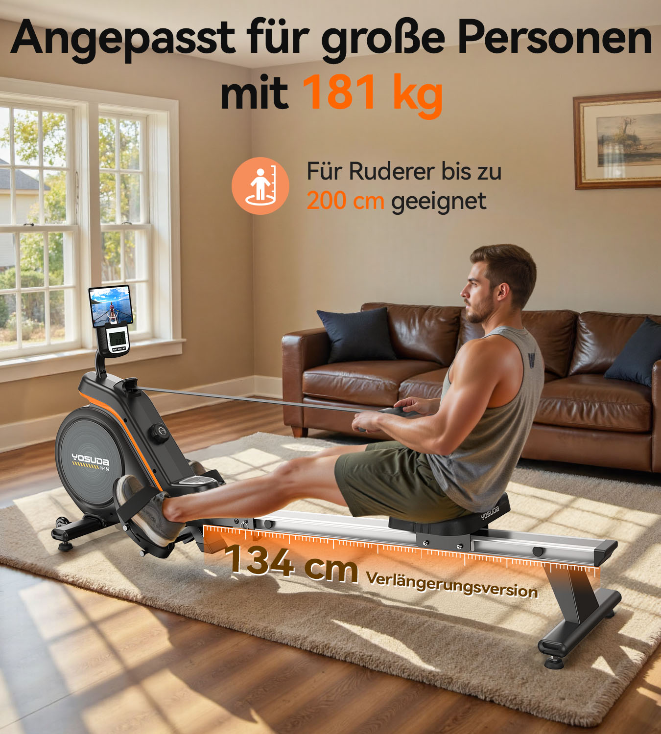 YOSUDA Ultraleises Magnetisches Rudergerät Zuhause   16 Stufen APP&LCD   181kg Belastbar Verstaubar