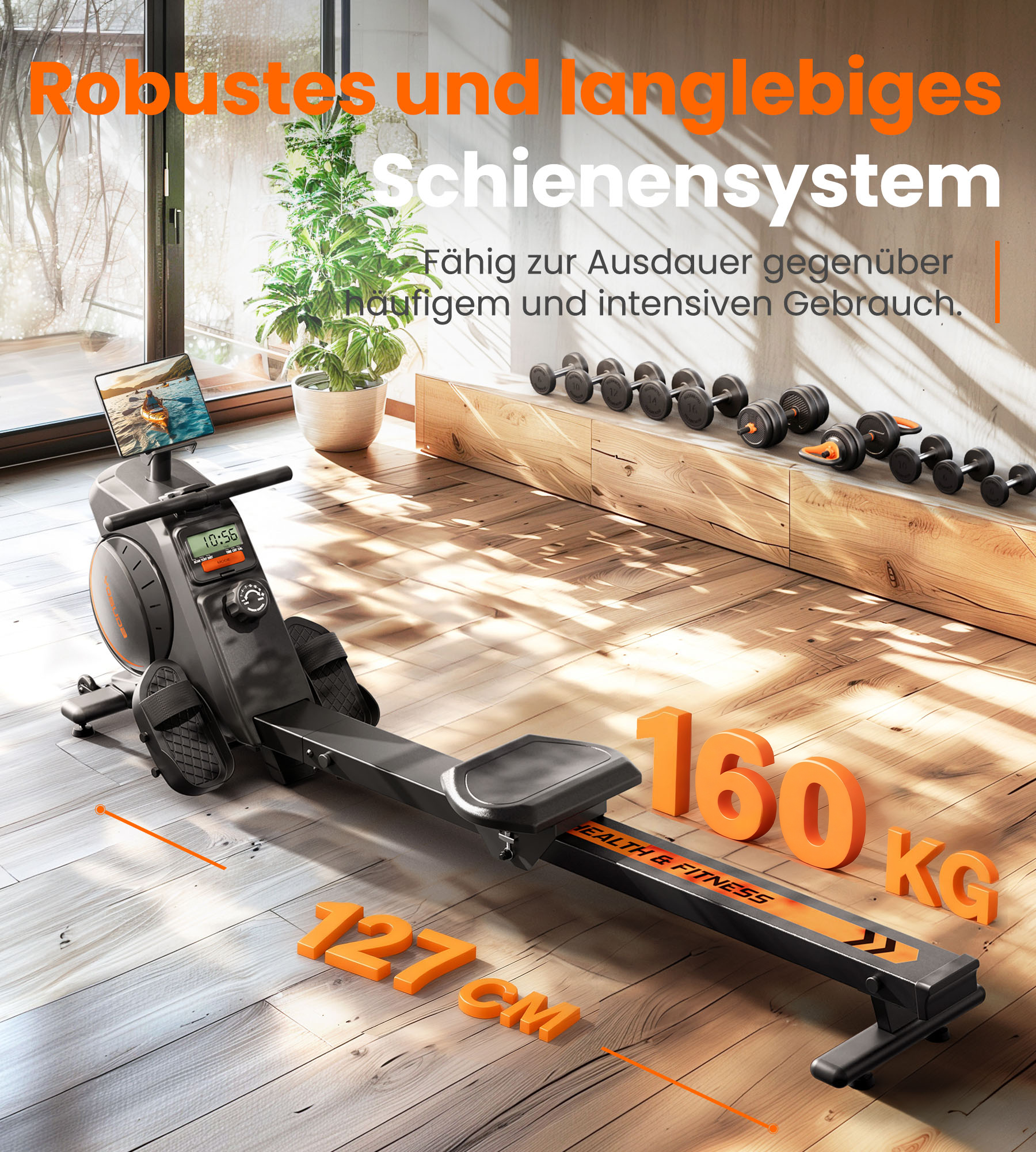 YOSUDA Magnetisches Rudergerät Zuhause Ultraleise 16 Widerstandsstufen APP&LCD Bis 160kg Verstaubar