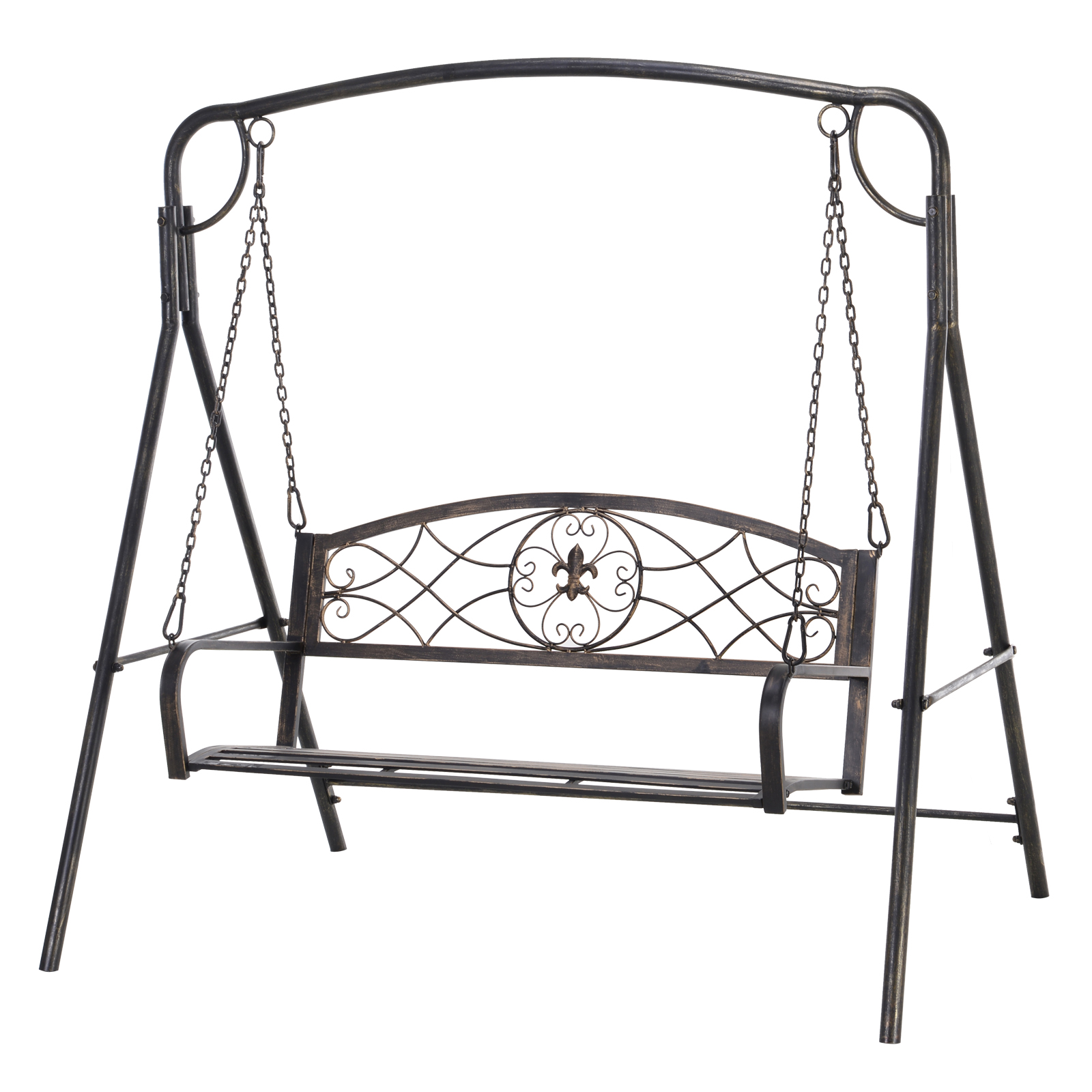 Outsunny Gartenschaukel für 2 Personen, Hollywoodschaukel aus Metall in Bronze, 167 x 123 x 175 cm, ideal für Garten & Terrasse   Aosom.de