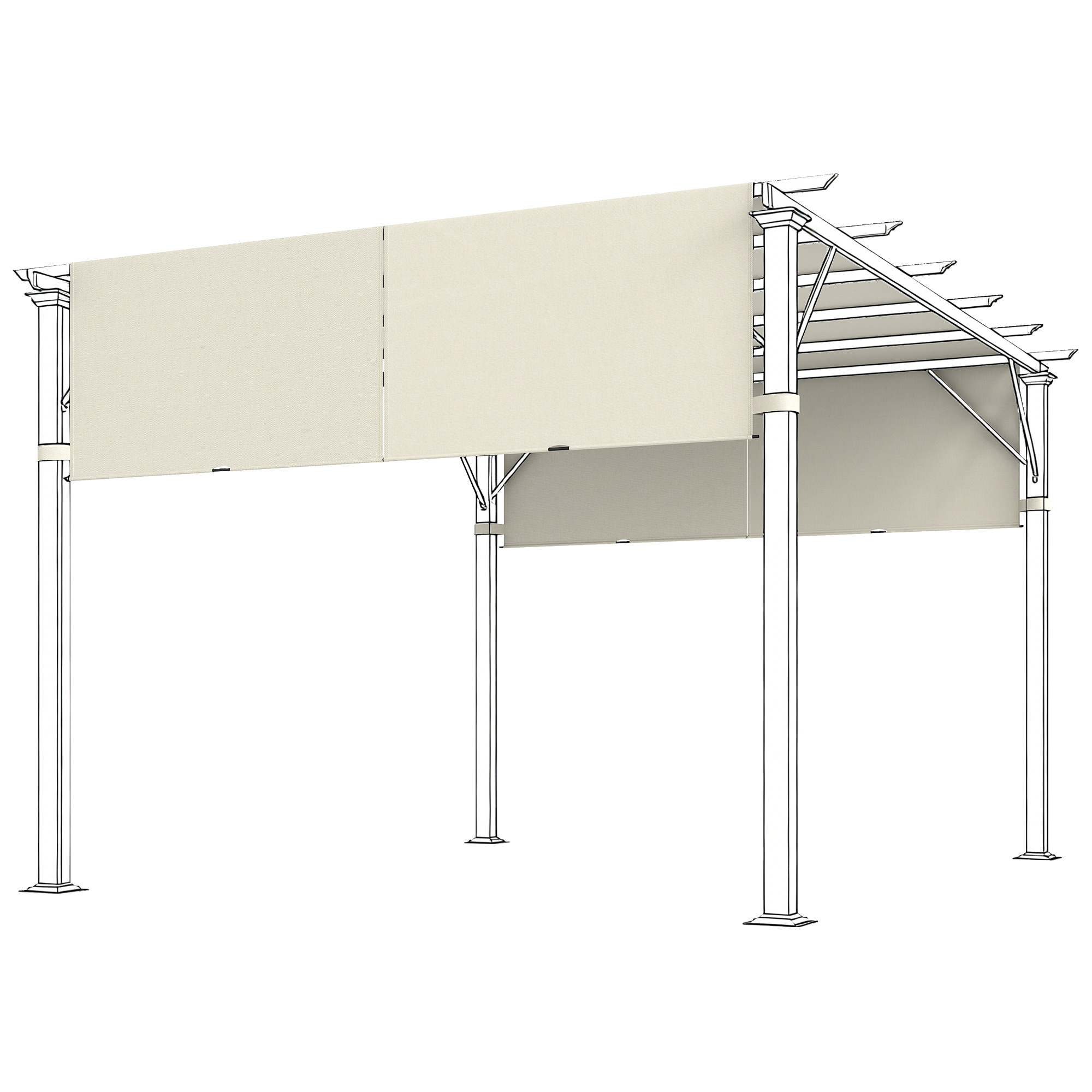 Outsunny Ersatzdach für Pergola 488 x 122 cm mit UV-Schutz, Sonnensegel für Terrassenüberdachung, Ersatz-Dachplane für 3 x 3 m Pavillon, Cremeweiß   Aosom