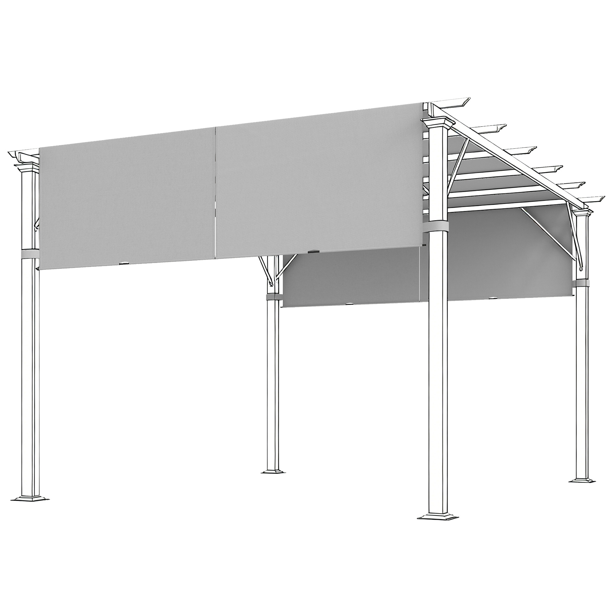 Outsunny Ersatzdach für Pergola 488 x 122 cm mit UV-Schutz, Sonnensegel für Terrassenüberdachung, Ersatz-Dachplane für 3 x 3 m Pavillon, Hellgrau   Aosom