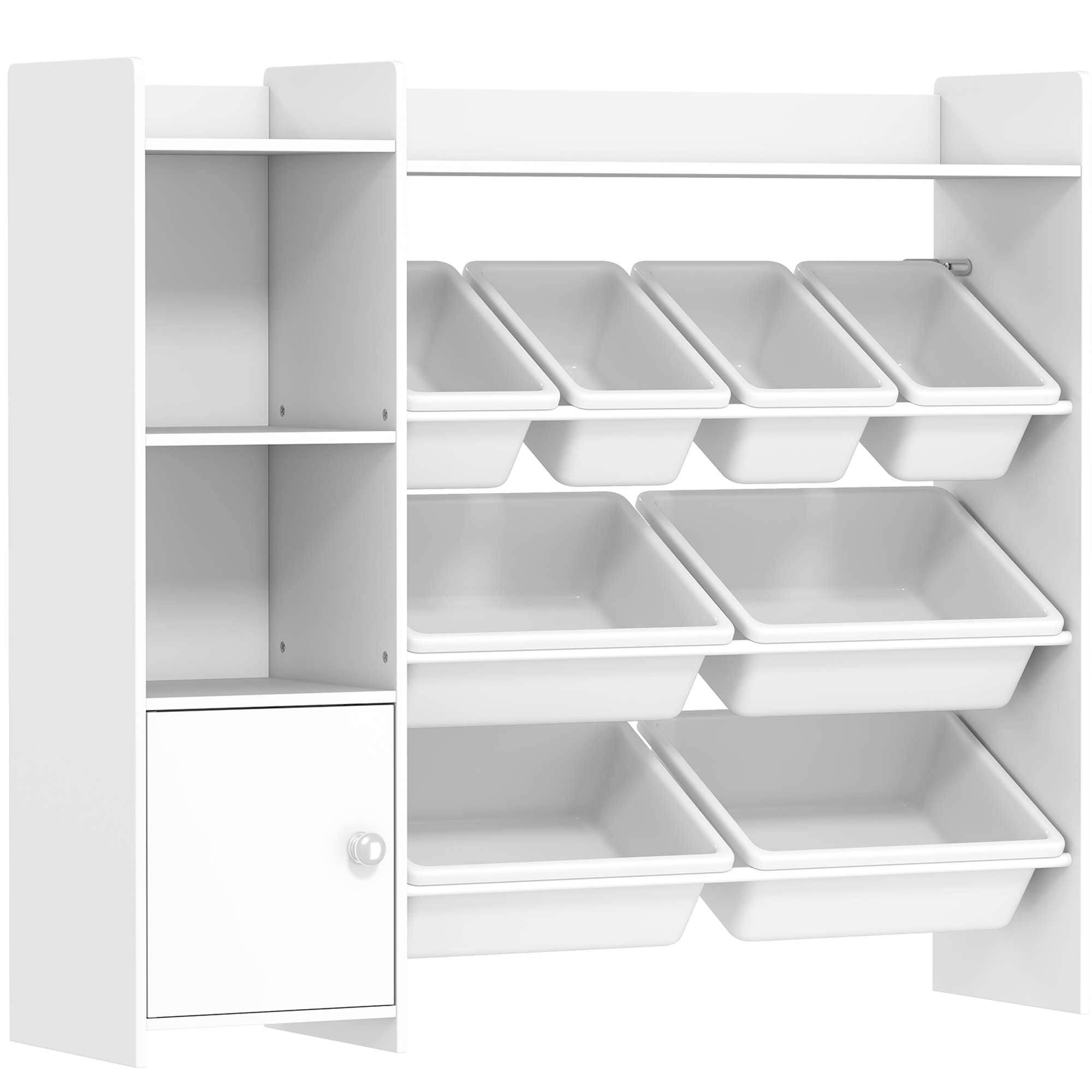 AIYAPLAY Aufbewahrungsmöbel für Kinder 3–8 Jahre, Spielzeugaufbewahrung mit 8 abnehmbaren Boxen, Regal, Schrank, für Kinderzimmer, Spielzimmer, Krippe, weiß Aosom