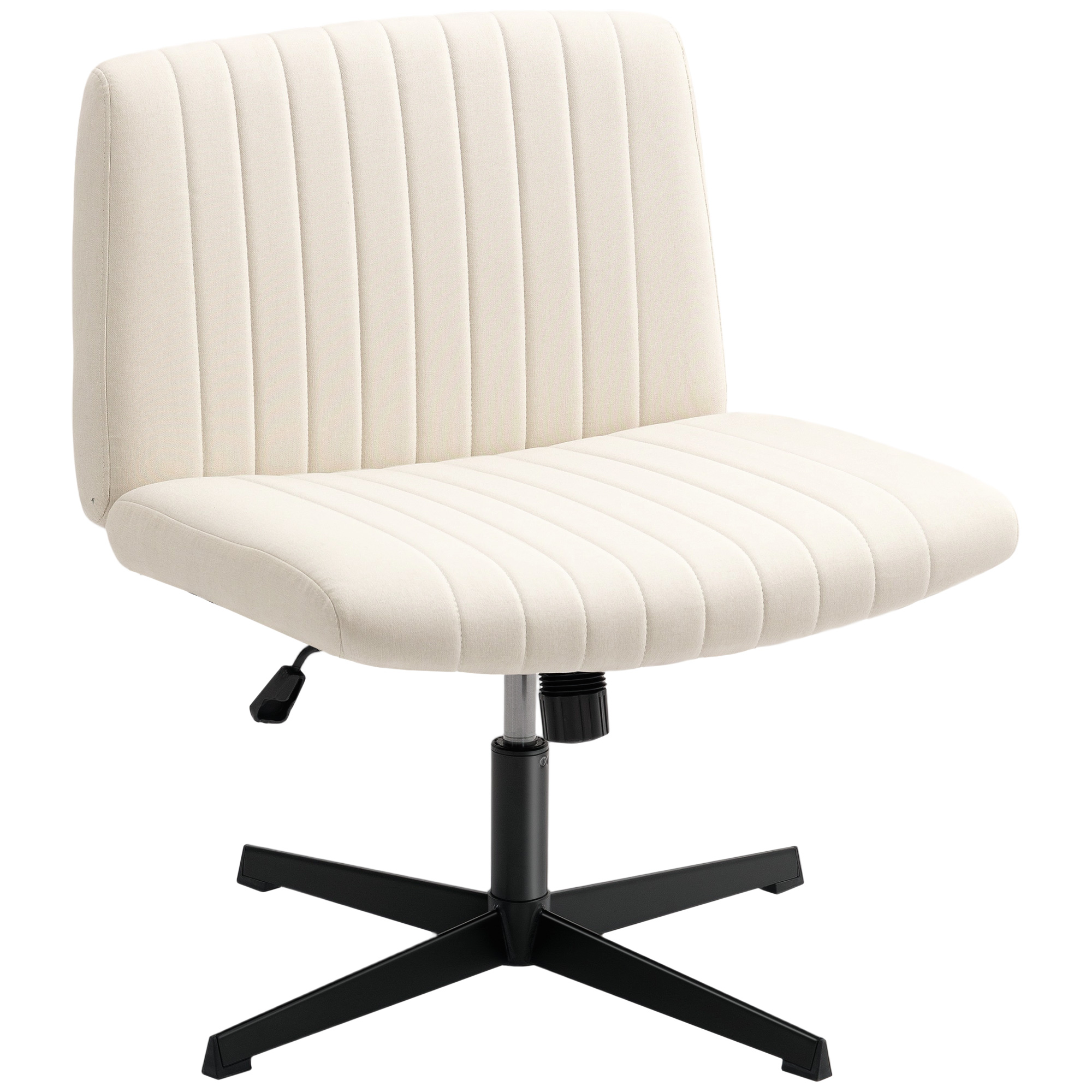 HOMCOM Homeoffice Stuhl Schreibtischstuhl mit Leinenoptik höhenverstellbar Drehstuhl Schminkstuhl Schneidersitz-Stuhl Bürostuhl bis 120 kg belastbar, für Arbeitszimmer, Schlafzimmer Cremeweiß   Aosom