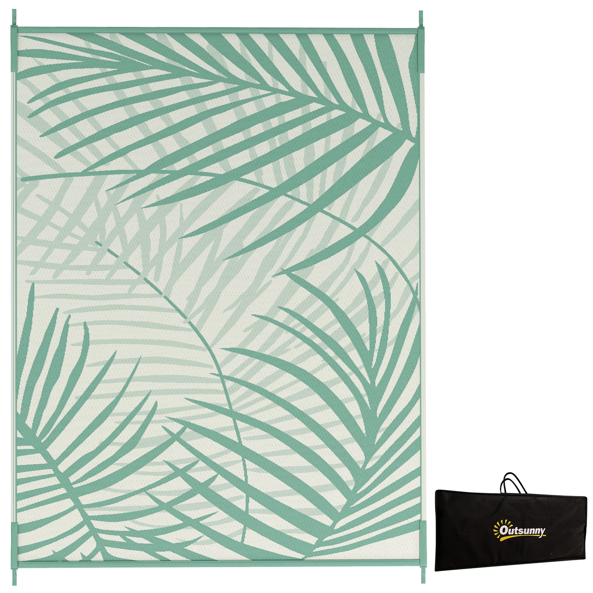 Outsunny Outdoor-Teppich großer Wendeteppich wasserabweisend mit Tragetasche für Camping Terrasse 365x274cm in Grün   Aosom.de
