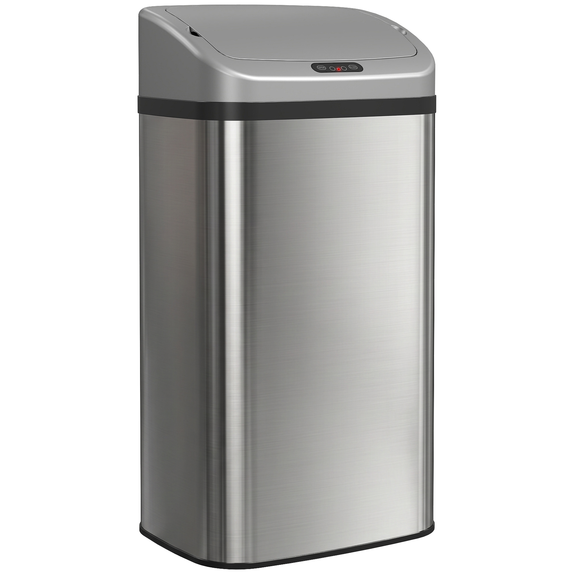 HOMCOM Mülleimer mit Sensor 48L Edelstahl Abfalleimer mit Automatischer Schließfunktion, Fingerabdruckresistente Kosmetikeimer für Büro, Schlafzimmer, Küchen Silber Aosom