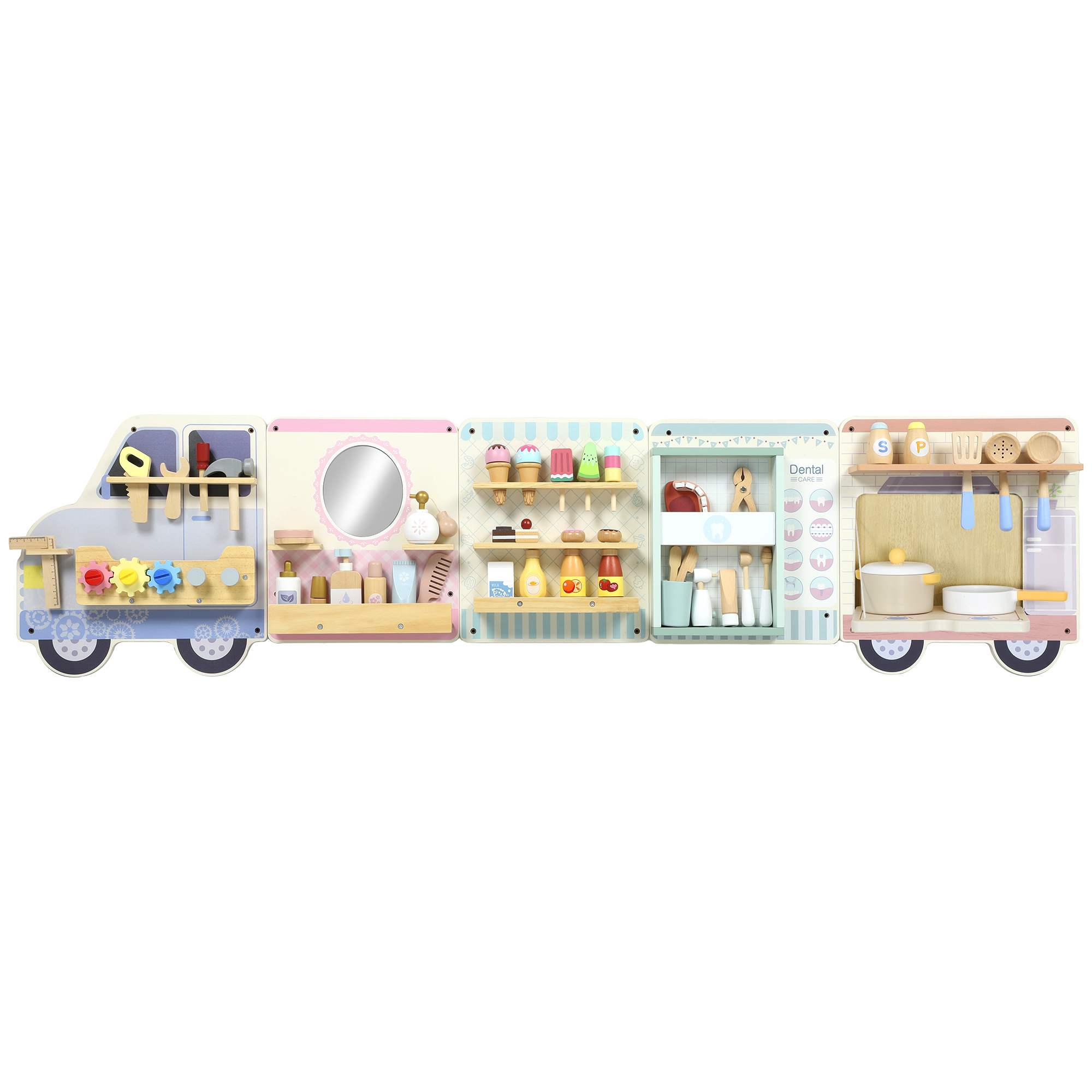 AIYAPLAY Montessori Aktivitätswand Busy Board Sensorisches Spielzeug im Truck-Design Activity Board Beschäftigungsbrett Lernaktivitätszentrum Wandspielzeug Geschenk für Jungen ab 3 Jahre Aosom