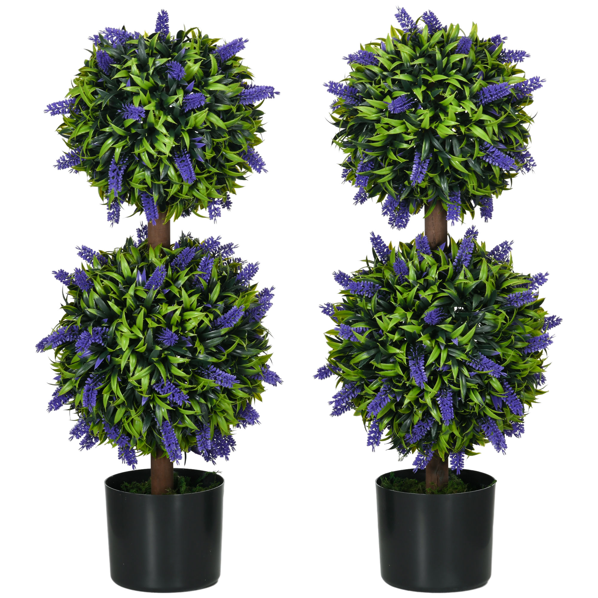 HOMCOM Künstliche Pflanzen 2er-Set Lavendel 70 cm UV-beständige Kunstpflanze im Blumentopf für Wohnzimmer & Garten   Aosom.de