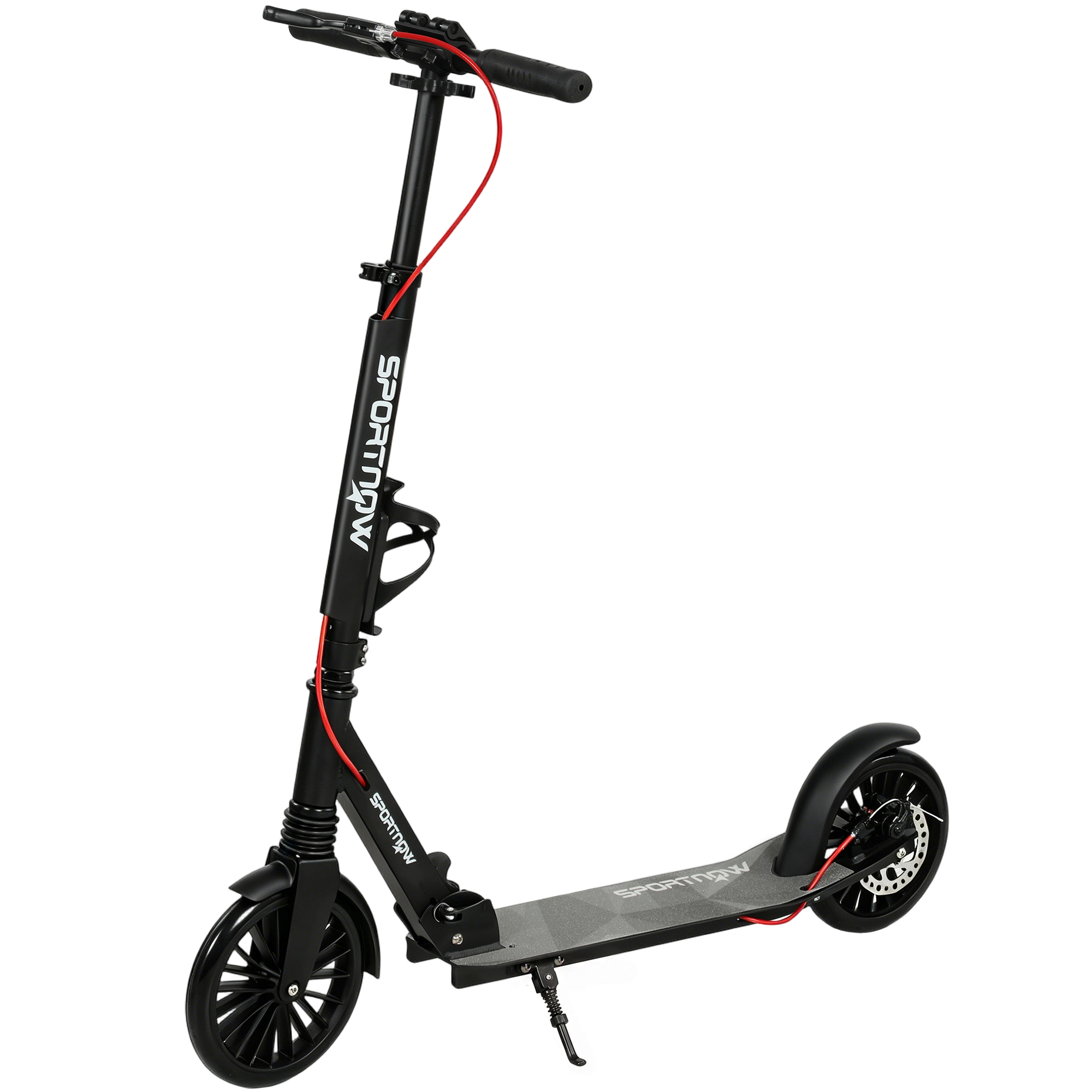 SPORTNOW Cityroller Aluminium Höhenverstellbar & Klappbar Scooter mit 200 mm PU-Räder ABEC-7 Kugellager Dual-Bremssystem Becherhalter Tretroller bis 100 kg Kickroller für Jugendliche & Erwachsene Aosom