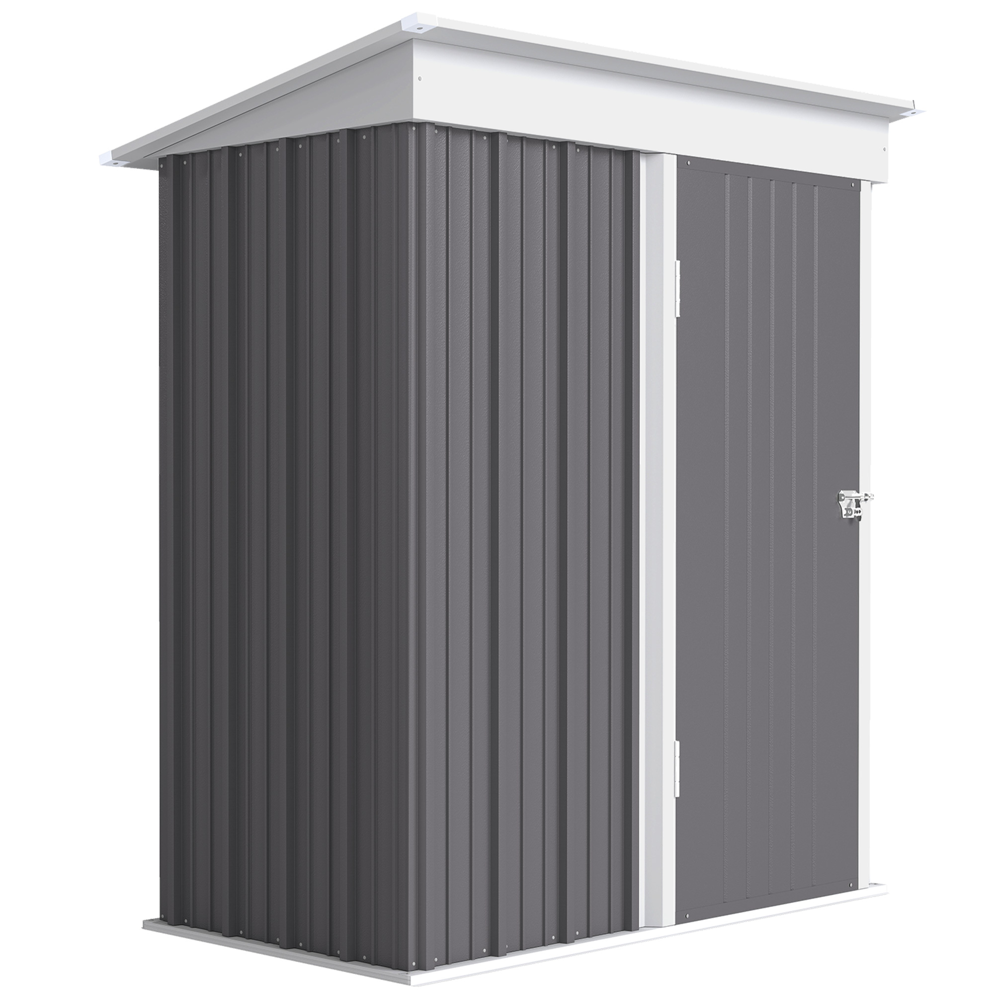 Outsunny Metall Gerätehaus 1,36m² 161 x 95 x 181cm Geräteschuppen mit Pultdach Fundament verstellbare Regale Abschließbarer Tür wetterfest Gartenhaus Outdoor Garten Schuppen für Außenbereich   Aosom