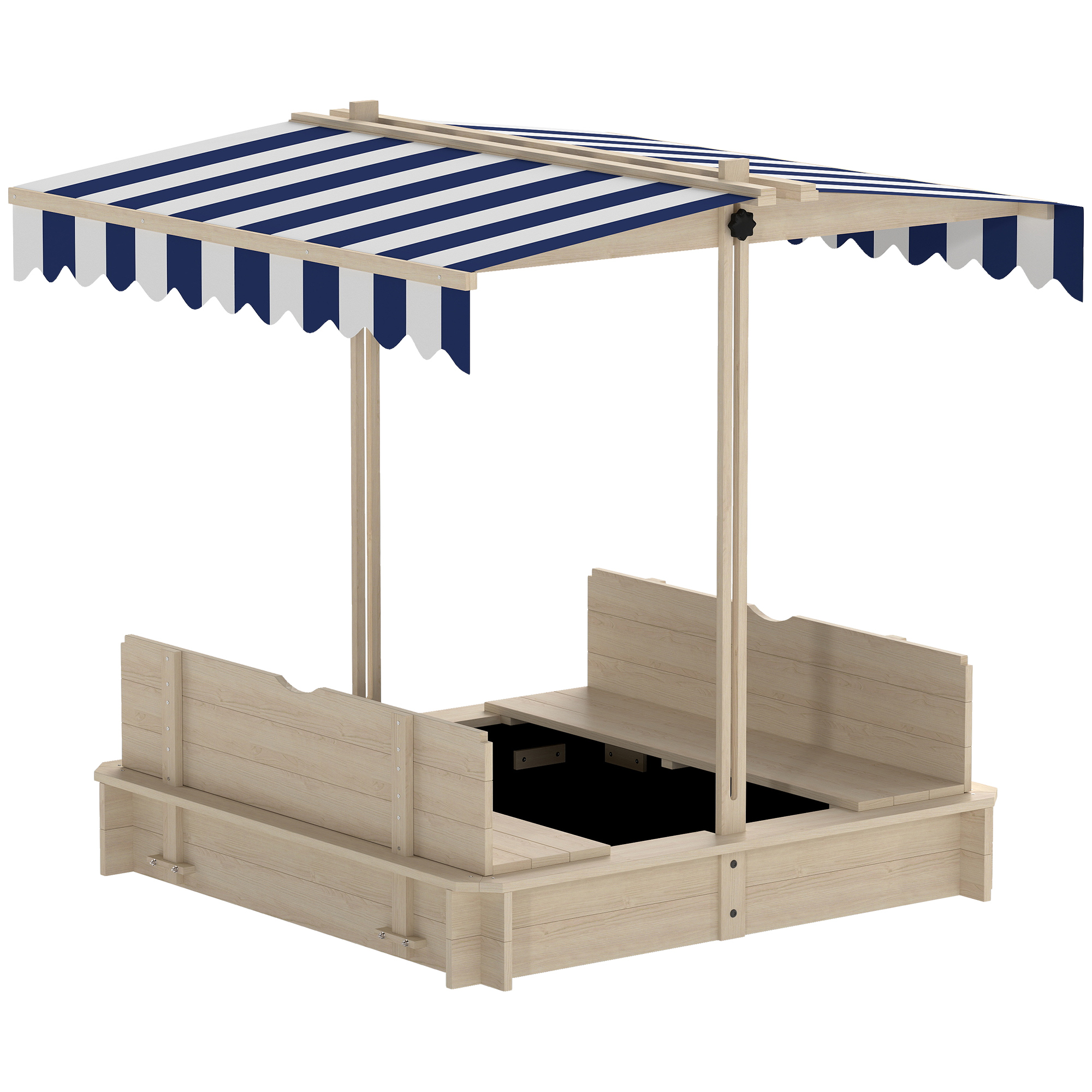 Outsunny Sandkasten mit Deckel, verstellbar, Sandkiste, Kindersandkasten, Tannenholz, Natur Aosom.de