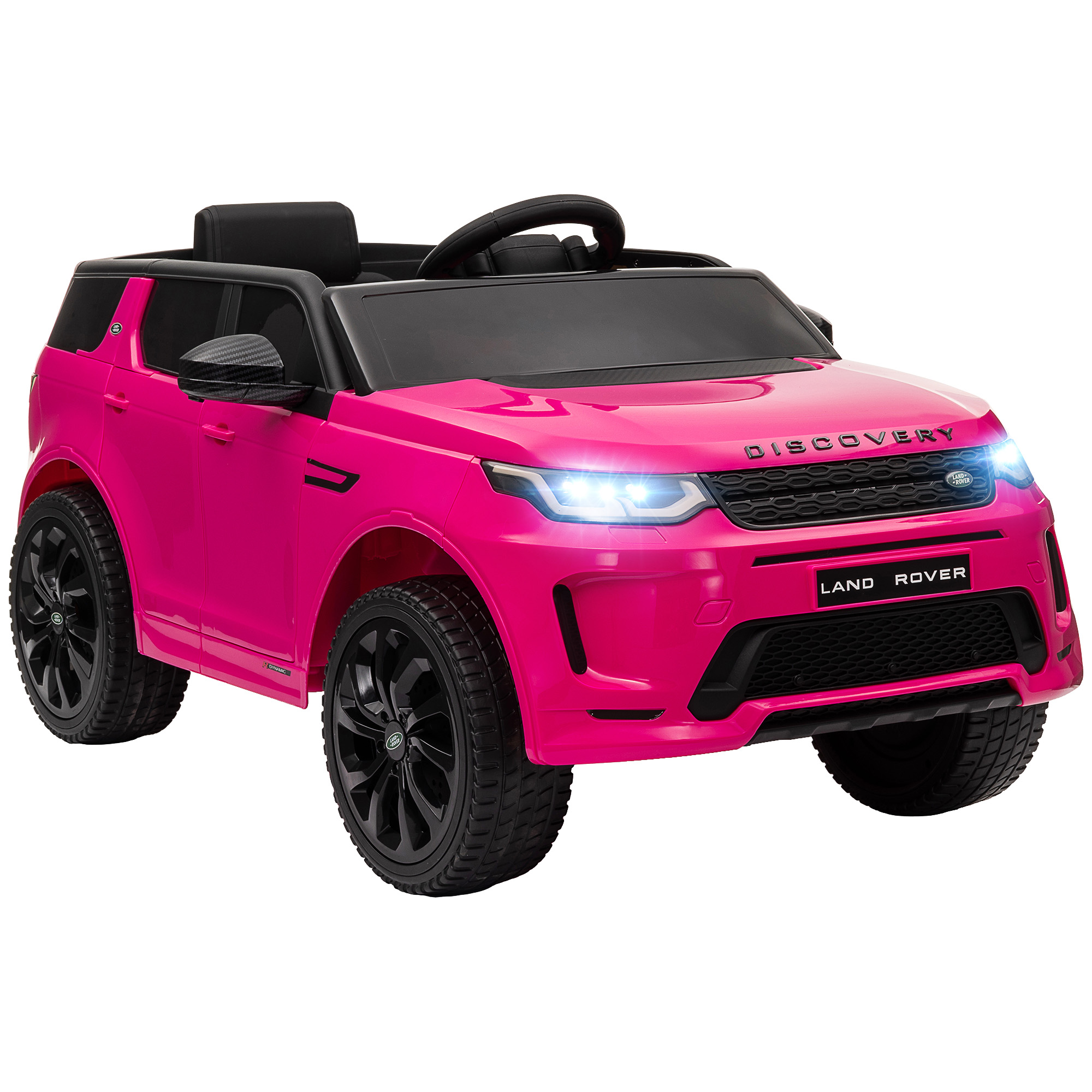 AIYAPLAY Elektroauto für Kinder 3-6 Jahre 12V Lizenz Land Rover Discovery, 3-5 km/h Kinder-Elektroauto mit 2 Motoren, Fernbedienung, Gurt, Musik, Hupe und Scheinwerfern, Rosa Aosom