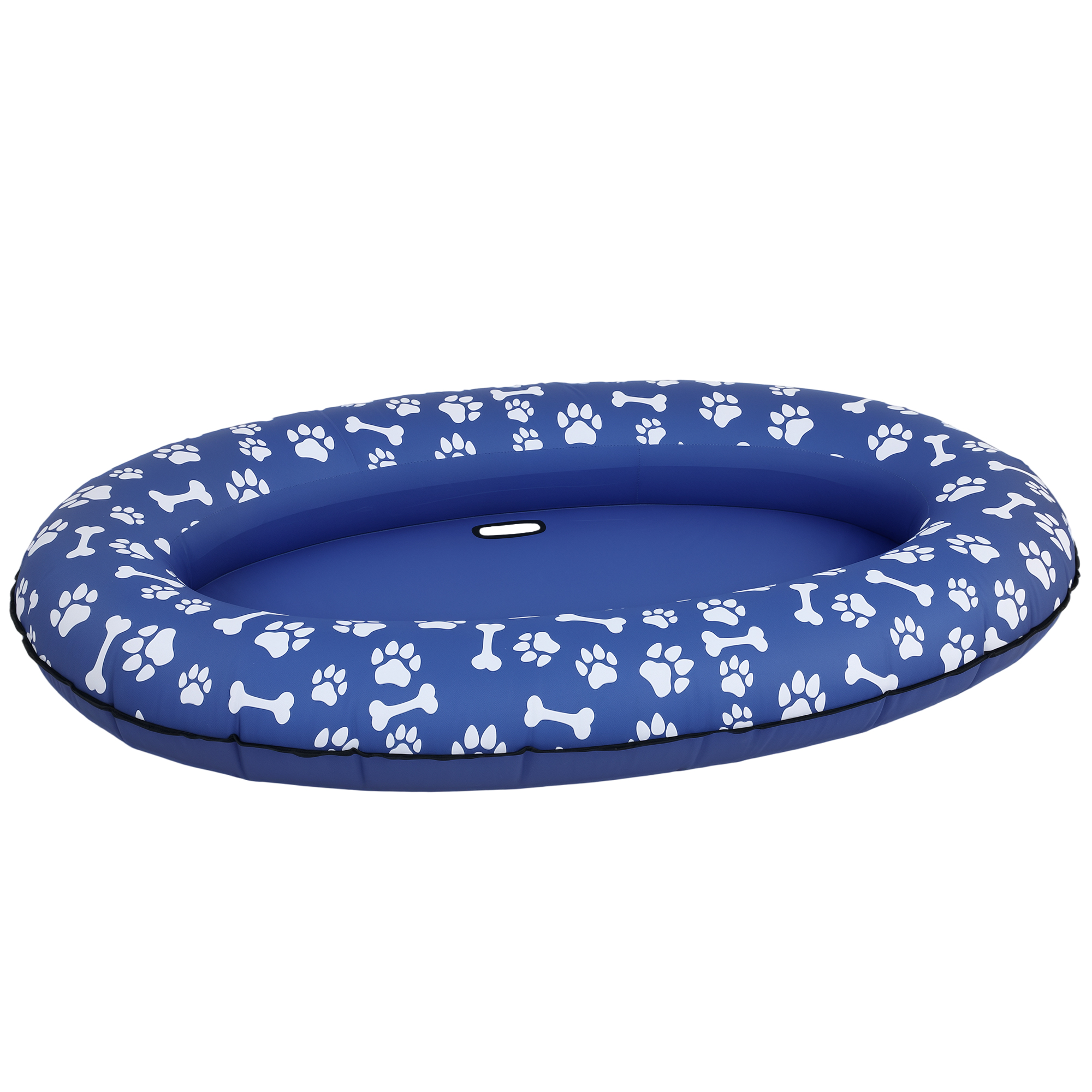 PawHut Aufblasbares Schlauchboot Hunde Faltbare Schwimmende Wassermatte Hund Aufblasbares Hundefloß mit Griffen, Schwimmfloß für Hunde bis 40 kg 155 x 104 x 25 cm Blau   Aosom