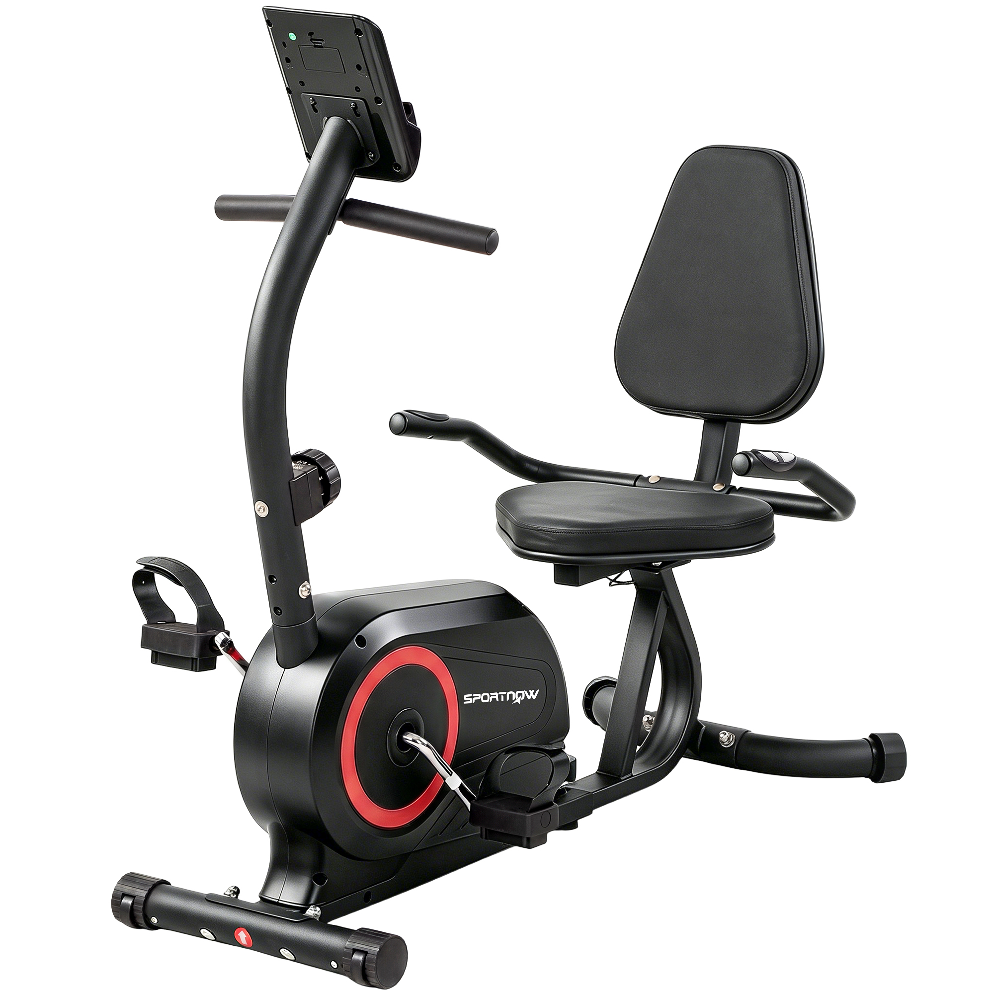 SPORTNOW Liegeergometer für Zuhause mit 8 verstellbar Widerstandsstufe Magnetbremse APP Pulssensor LCD-Display Verstellbar Fußriemen, Senioren Liegefahrrad Heimtrainer mit verstellbarer Rückenlehne Aosom