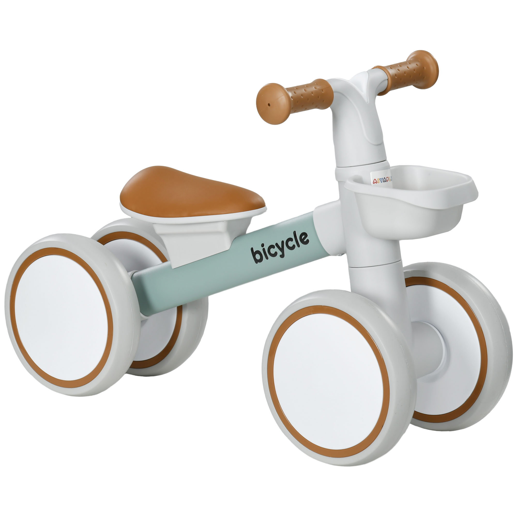 AIYAPLAY Kinder Laufrad Lauffahrrad Balance Bike ab 1 Jahr, Rutschrad mit TPU-Rädern, keine Schrauben, Geschenk für Jungen und Mädchen, Grün und Weiß, 56 x 27 x 39 cm   Aosom.de