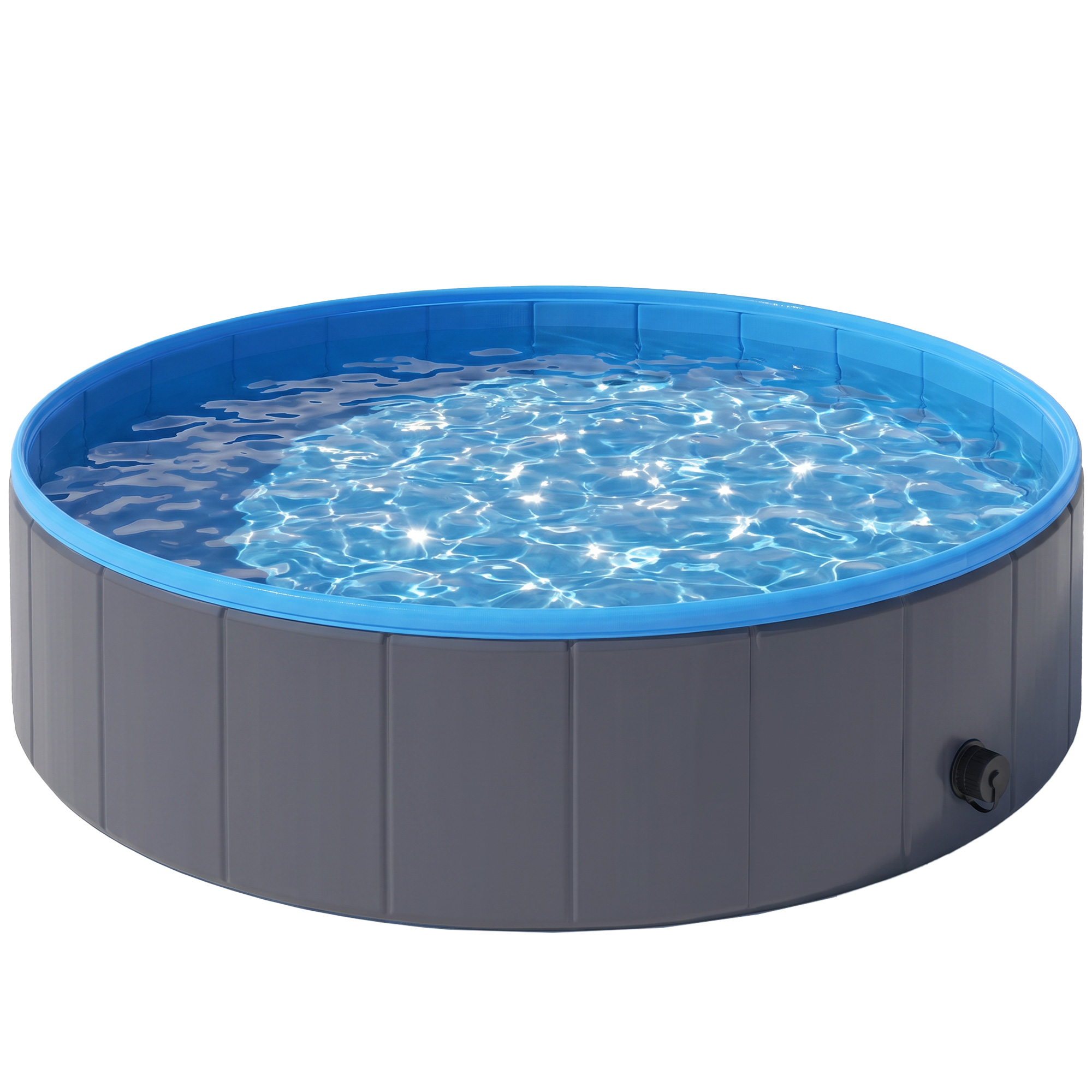 PawHut Hundepool für Große und Mittelgroße Hunde Faltbare Hunde Planschbecken 120 x 30 cm Hundebadewanne Rutschfeste Schwimmbecken Hundeplanschbecken für Enten, Innen- und Außen, Dunkelgrau   Aosom