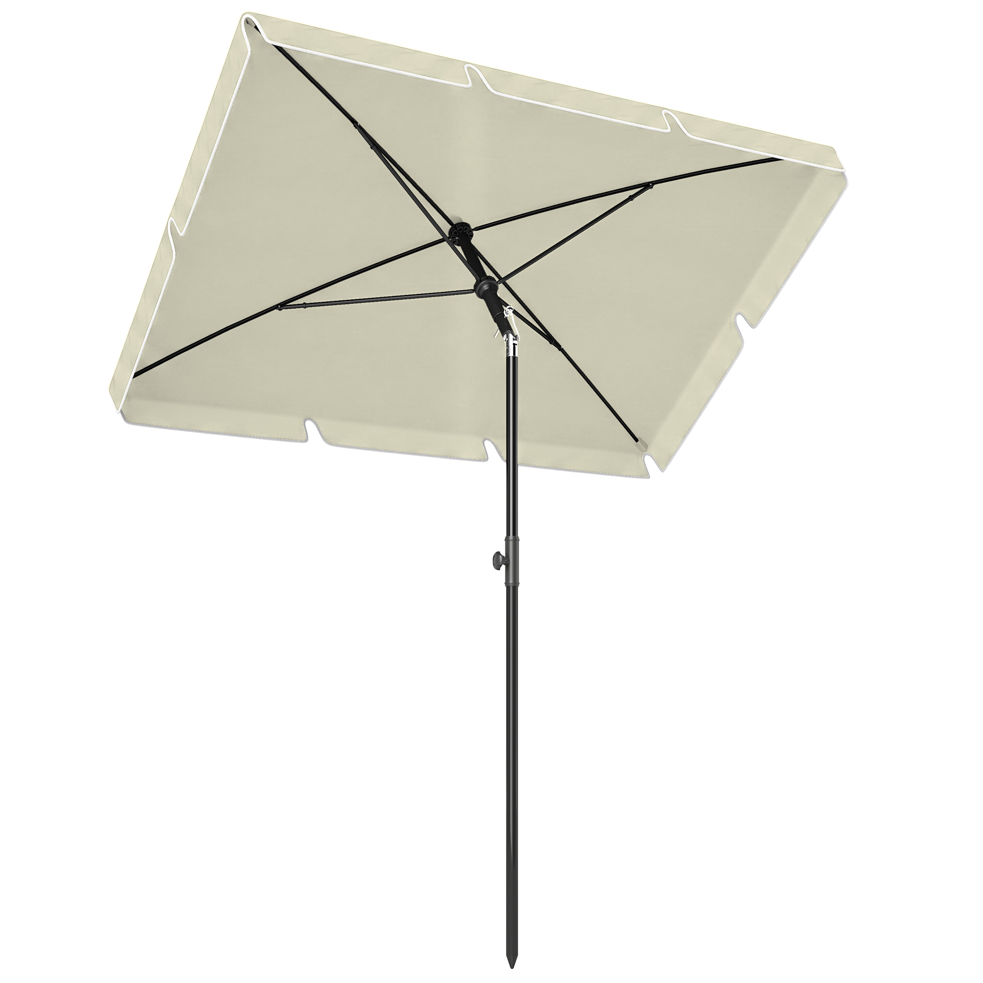 Outsunny Sonnenschirm UV-Schutz Gartenschirm knickbar, perfekt für Balkon & Strand, Cremeweiß & Schwarz Aosom