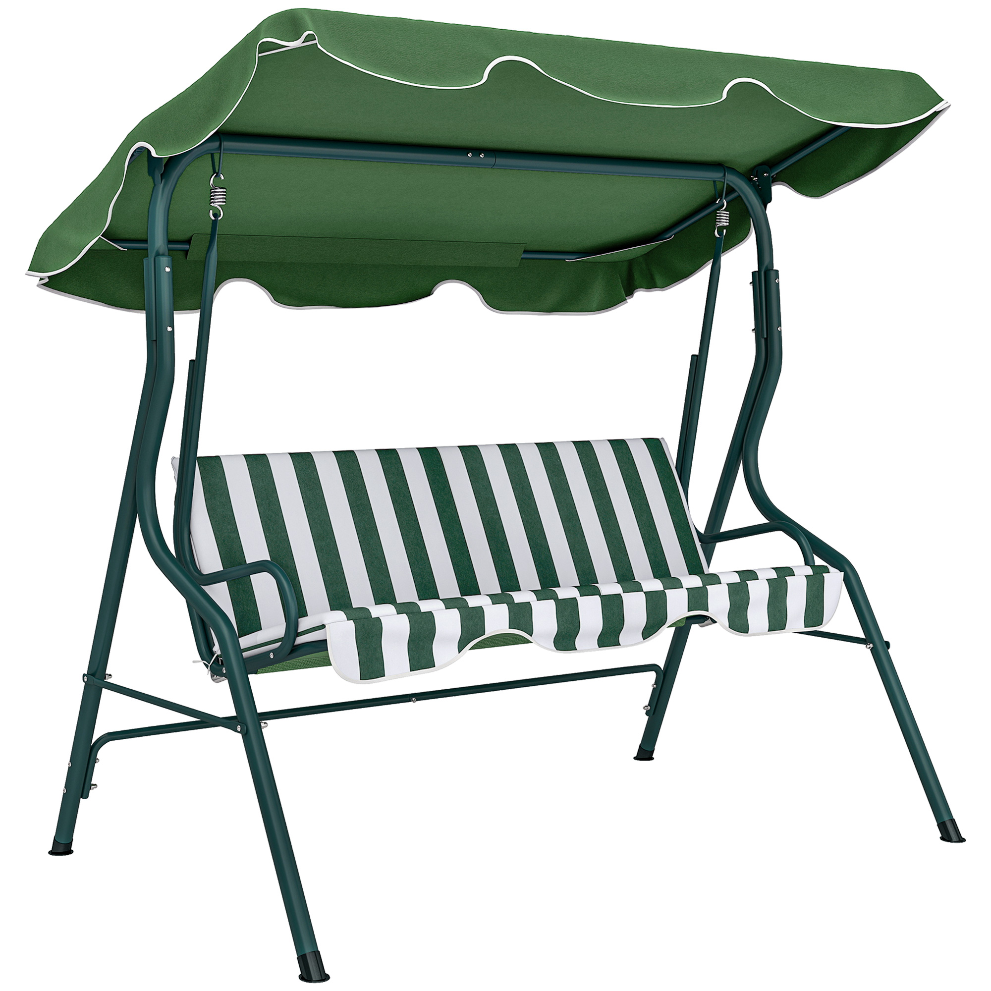 Outsunny Hollywoodschaukel 3-Sitzer Gartenschaukel mit verstellbarem Sonnendach Stahlrahmen grün 170 x 110 x 153 cm für Garten & Terrasse   Aosom.de