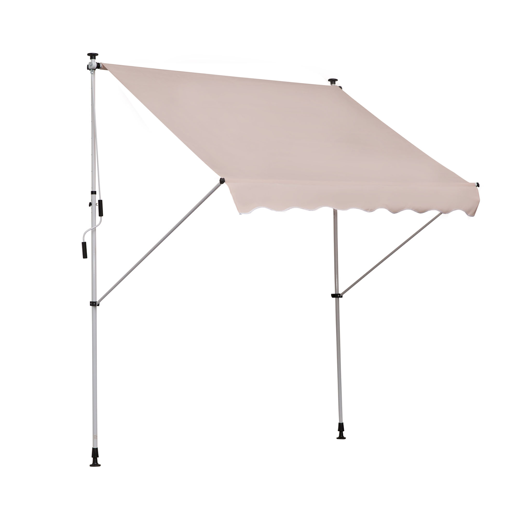 Outsunny Gelenkarmmarkise Klemmmarkise höhenverstellbar 200x150cm Cremeweiß aus Aluminium für Terrasse & Balkon   Aosom.de