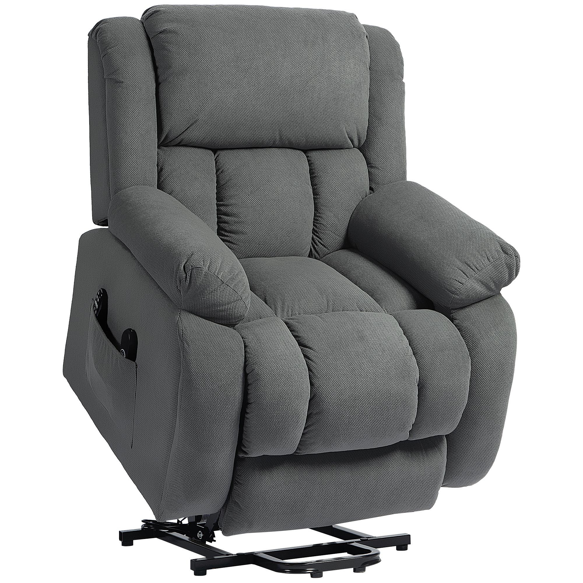 HOMCOM Fernsehsessel mit Aufstehhilfe Elektrisch Relaxsessel mit Liege- & Wärmefunktion Massagefunktion Massagesessel mit Breite Sitz, Fernbedienung Seitentasche USB Taschenfederkern Samtoptik Grau Aosom