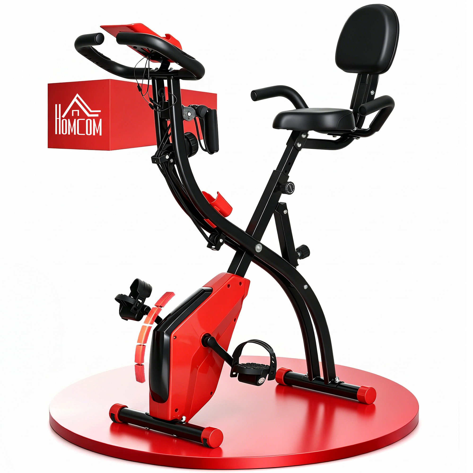 HOMCOM 2-in-1 Heimtrainer klappbar mit LCD-Display und 8-stufig einstellbarem Magnetwiderstand, inkl. 1 Paar Spannseil für effektives Training Aosom.de