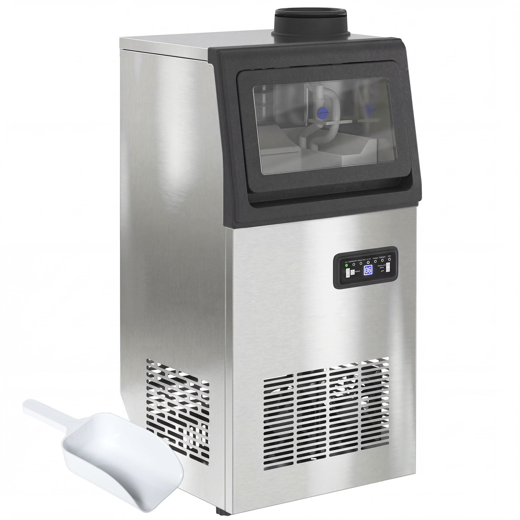 HOMCOM Kommerzielle Eiswürfelmaschine 36kg/24H selbstreinigend Eismaschine mit 7,5 kg Speicher, Timer, Ice Maker Machine aus Edelstahl mit Eisschaufel für Bar, Büro, Restaurant, Café Aosom
