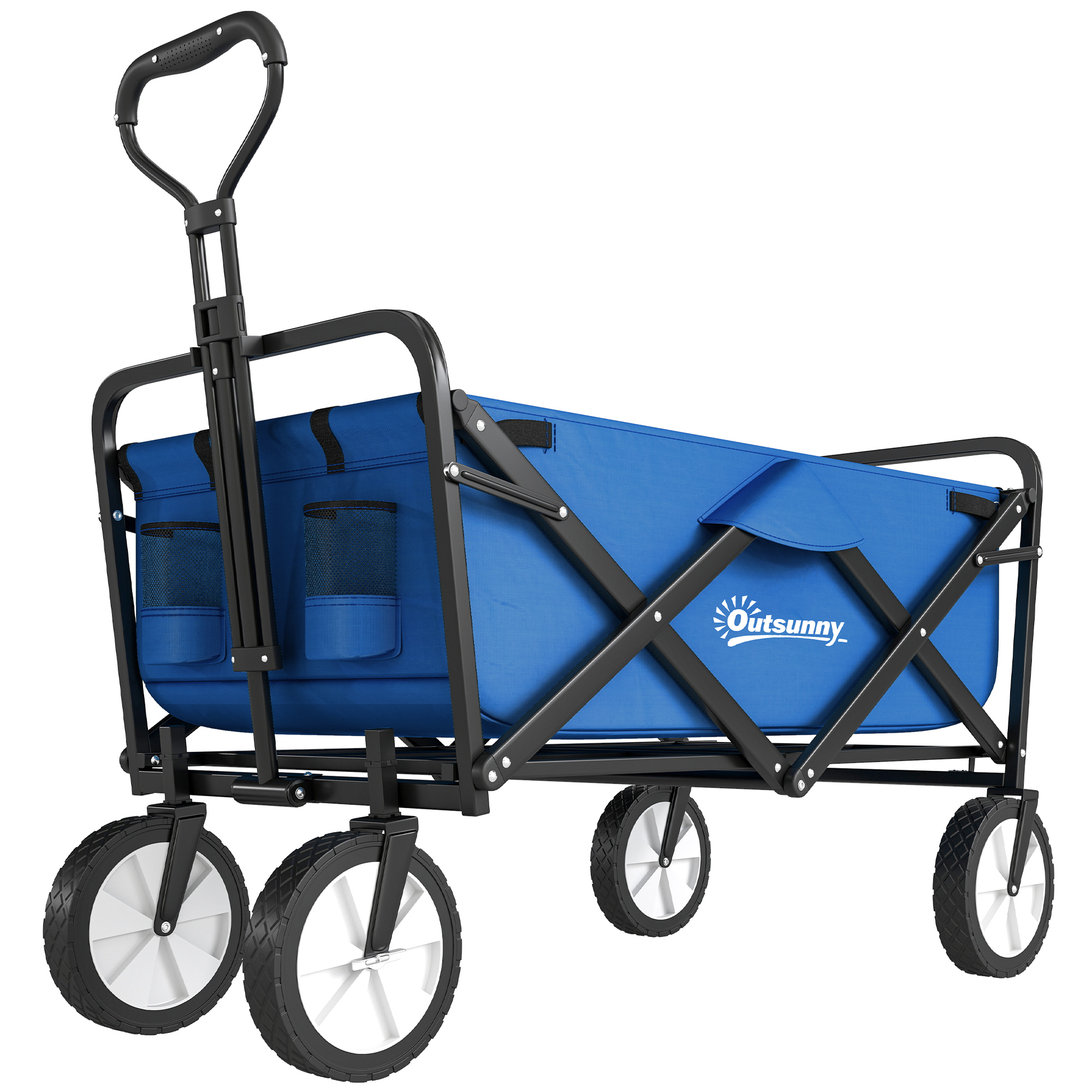 Outsunny Bollerwagen Faltbarer Handwagen 360° Gartenwagen Transportwagen Strandwagen mit Stahlrahmen Oxford 93 x 49 x 75-100 cm Aosom.de