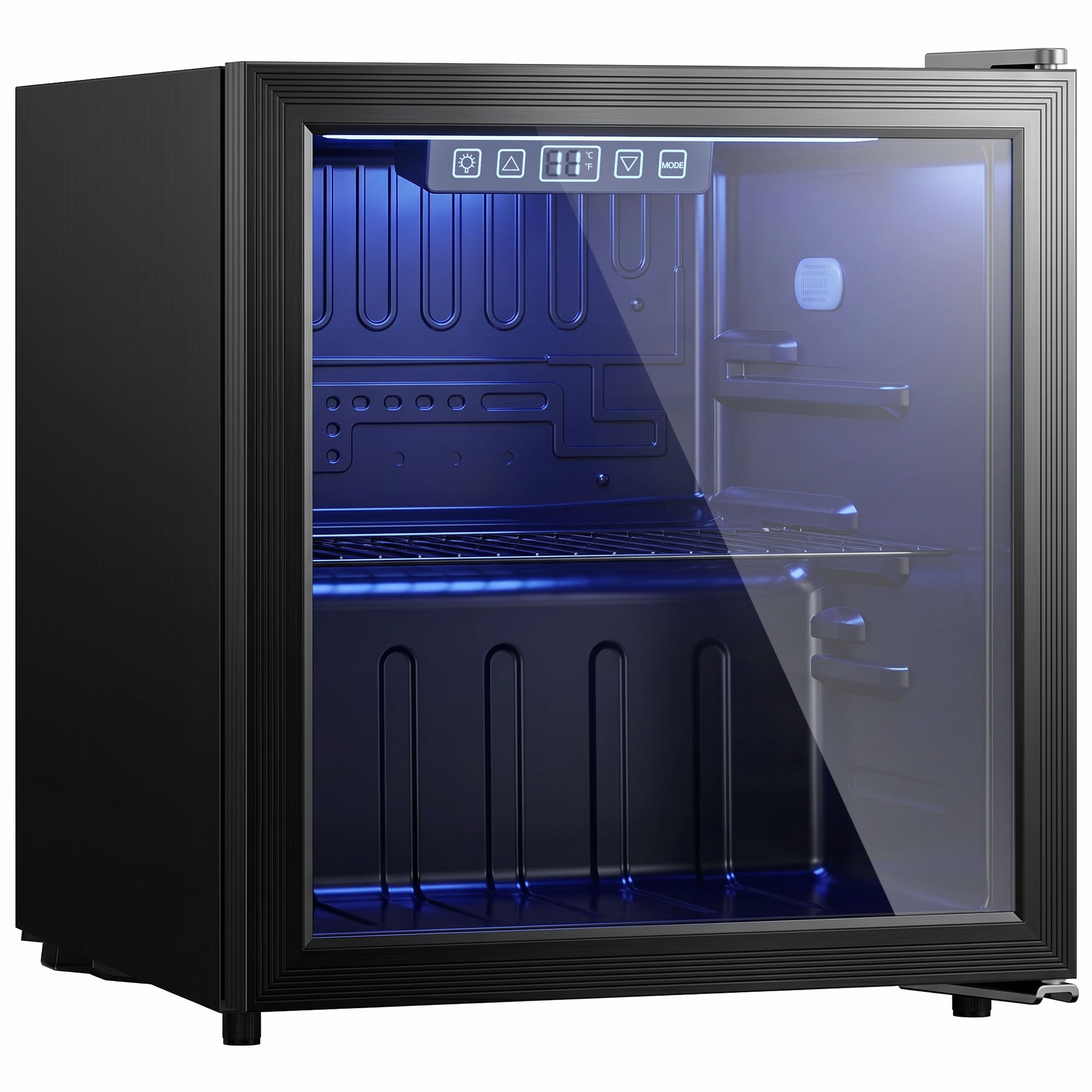 HOMCOM Getränkekühlschrank 48 Dosen 50L Mini Kühlschrank mit Doppelglas-Tür, verstellbaren Regalen, LED-Beleuchtung, Temperaturregelung, Kühlbox Schwarz 45 x 44,5 x 51 cm Aosom