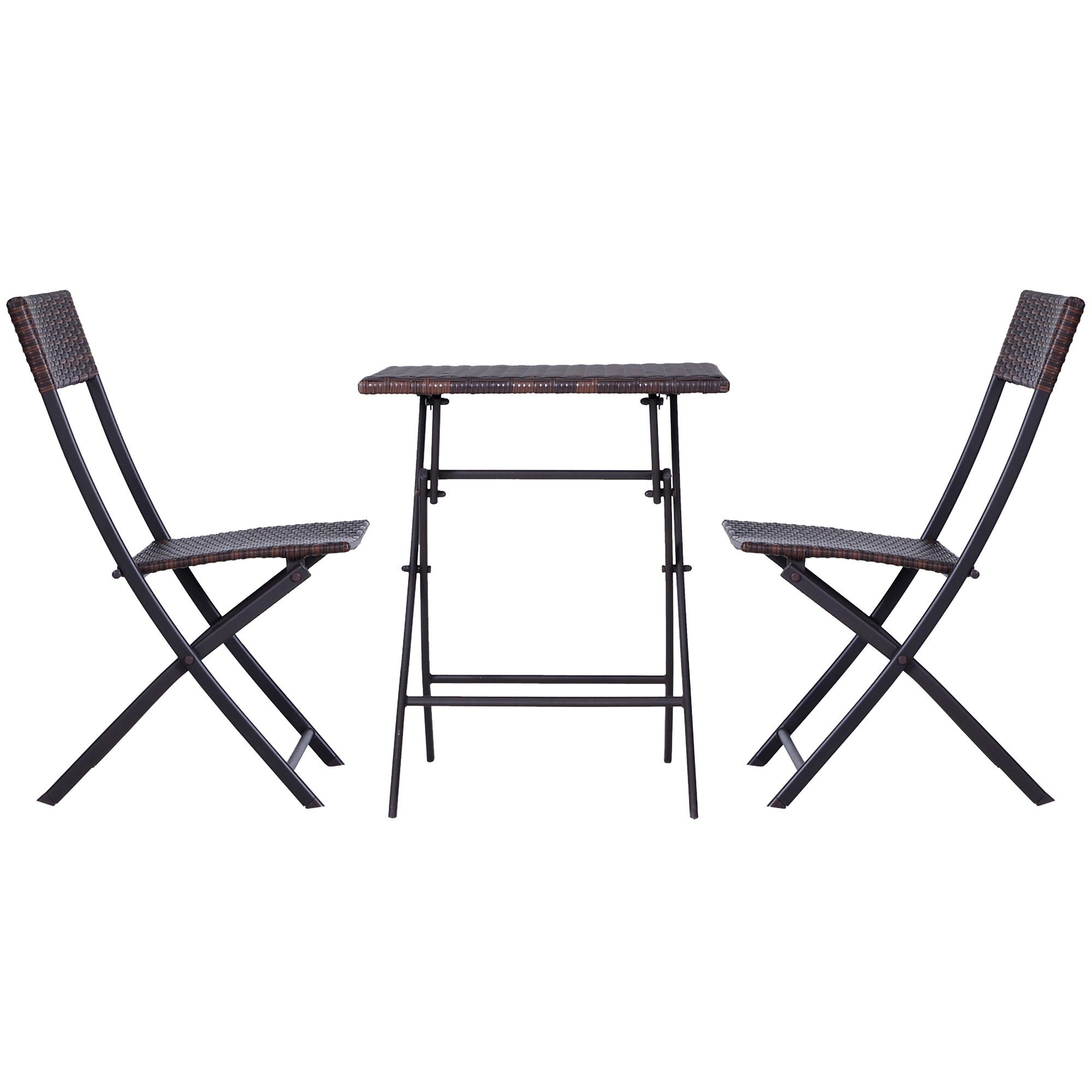 Outsunny Polyrattan Bistroset für 2 Personen, Rattan Sitzgruppe Gartenmöbel Set, braun, ideal für Balkon & Terrasse Aosom.de