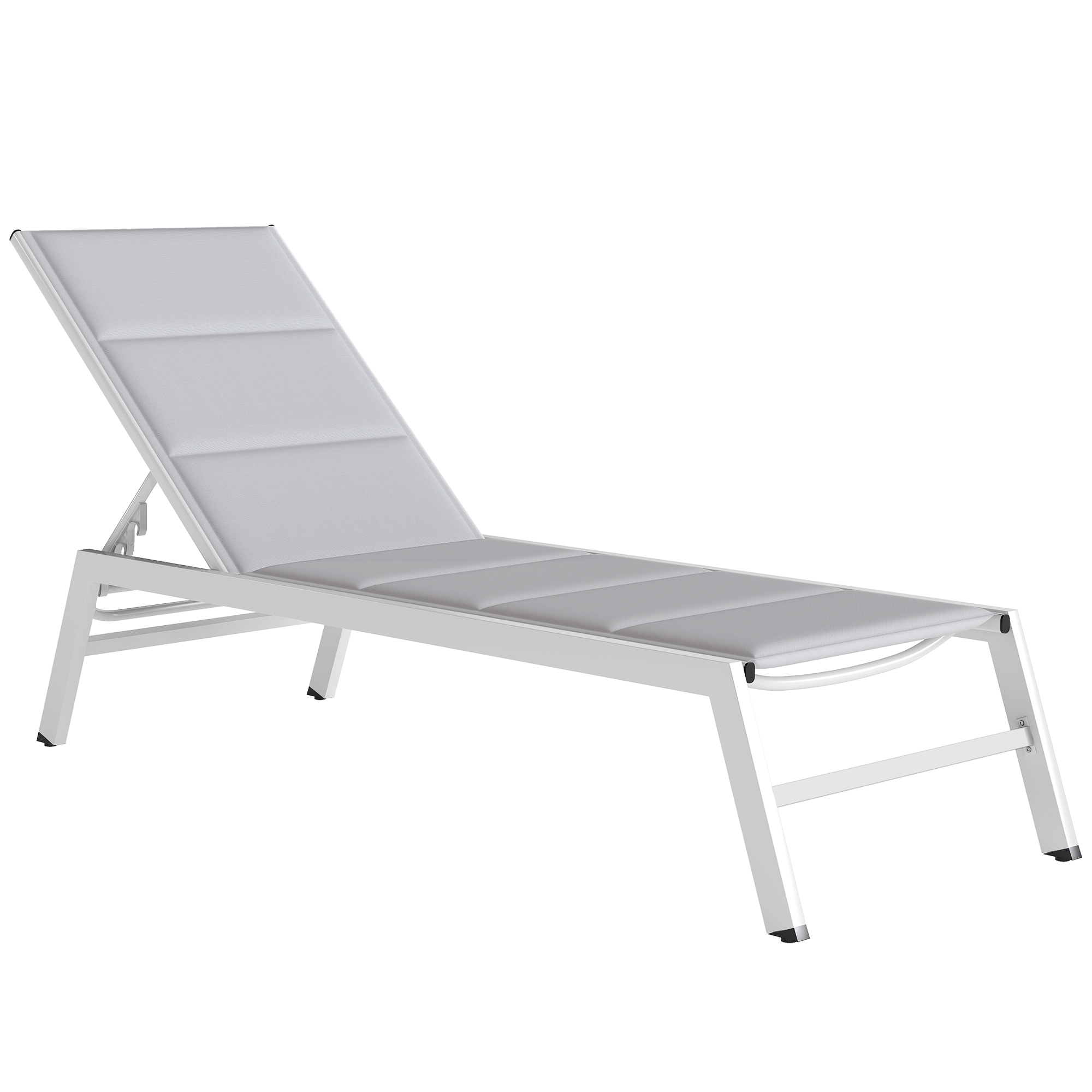 Outsunny Sonnenliege Atmungsaktive Breite Gartenliege mit 6-fach Verstellbar Rückenlehne Aluminiumrahmen, gepolsterter Liegestuhl bis 120 kg Relaxliege Gartenmöbel für Garten Terrasse Pool Hellgrau Aosom