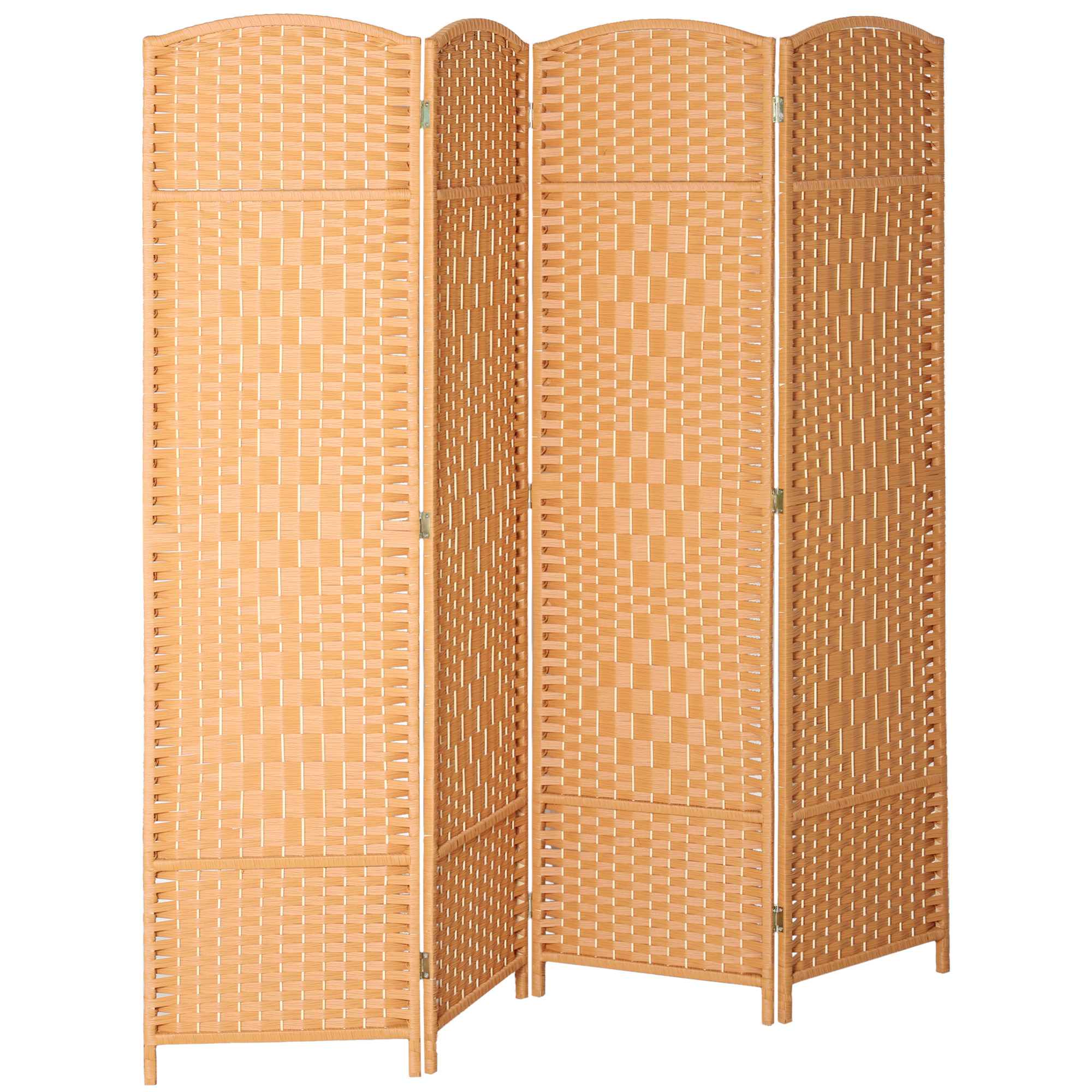HOMCOM Paravent 4-teilig 180 x 180 cm Raumteiler Trennwand, Faltbar Raumtrenner Stellwand Sichtschutz für Wohnzimmer Braun   Aosom