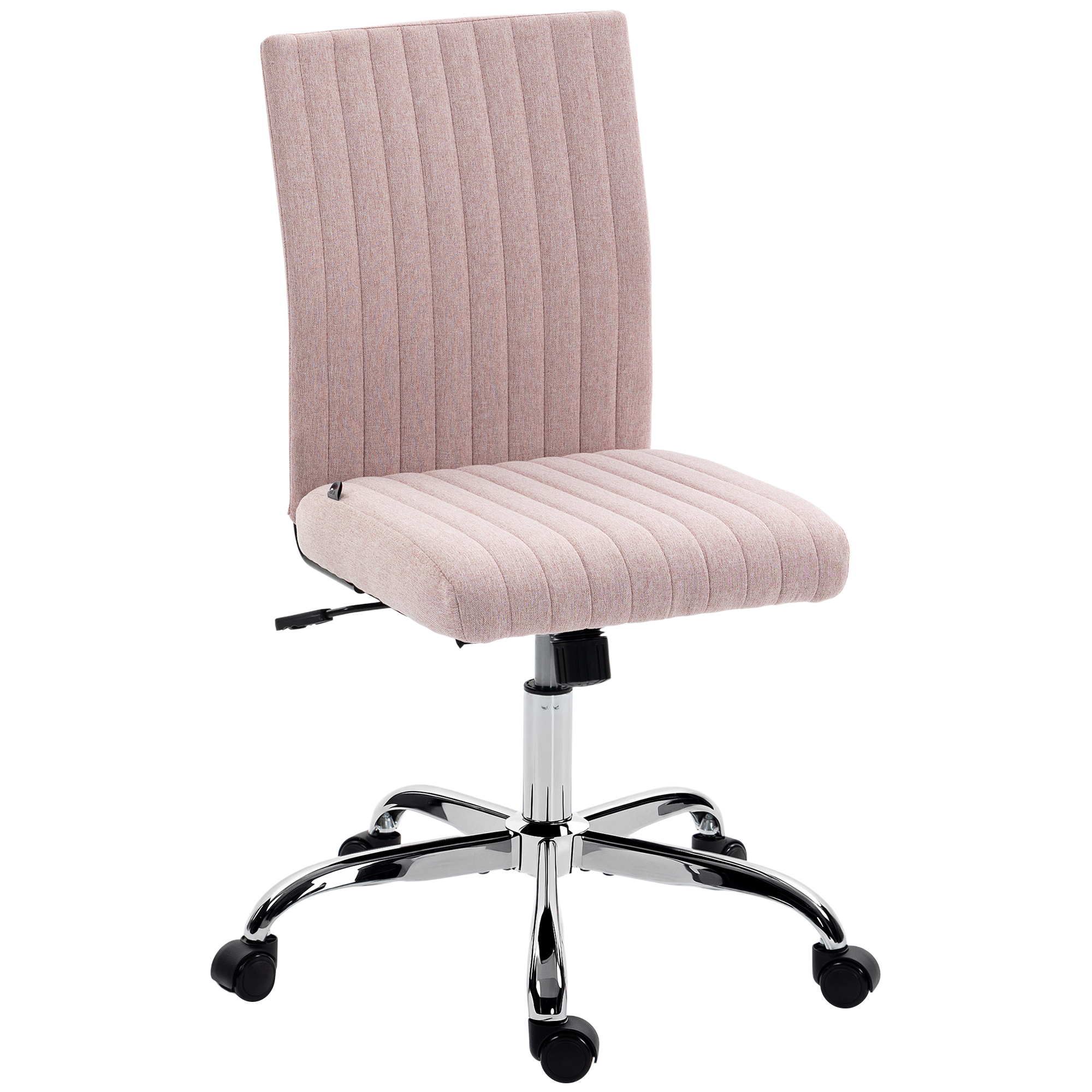 HOMCOM Bürostuhl ohne Armlehnen, Bürostuhl, höhenverstellbar, Wippfunktion, hoher Rücken und 360° drehbar, moderner Computerstuhl für Schlafzimmer, Wohnzimmer, rosa Aosom