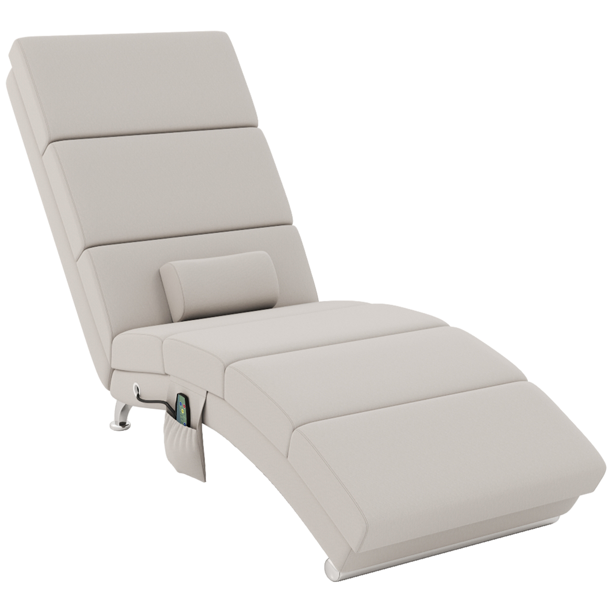 HOMCOM Relaxsessel Elektrisch Fernsehsessel Massagesessel mit Liegefunktion Massage Wärmefunktion Vibration TV Sessel mit Lendenkissen Seitentasche Fernbedienung Leinenoptik für Wohnzimmer Cremeweiß Aosom