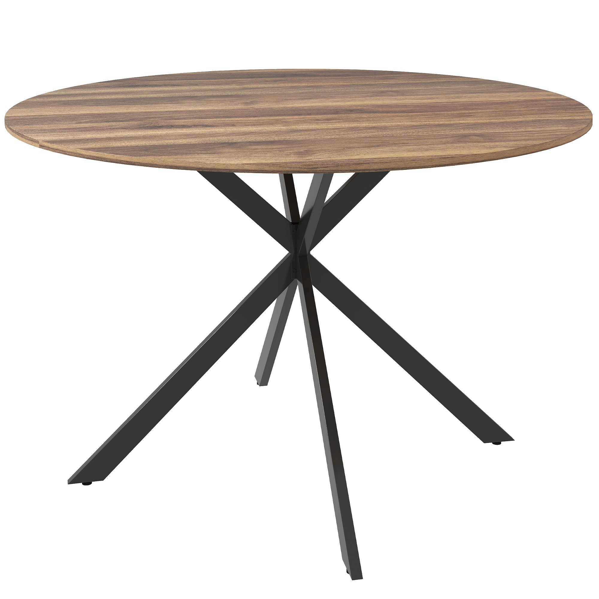 HOMCOM Runder Esstisch für 4 Personen, Ø120 cm Küchentisch im Industriestil mit Stahlbeinen, für Esszimmer, Küche, Homeoffice, Dunkelbraun   Aosom