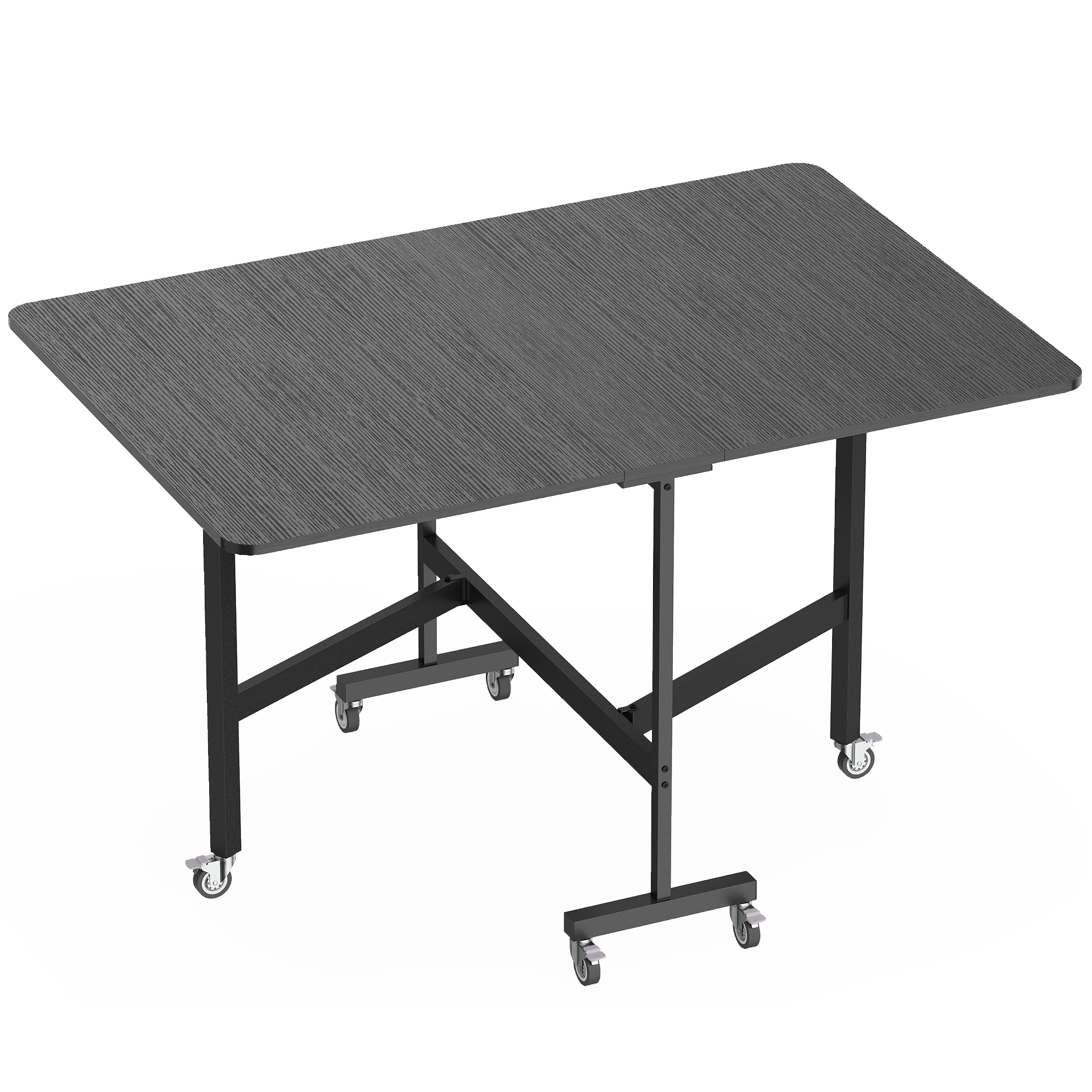 HOMCOM Esstisch Klappbar Küchentisch für 4-6 Personen mit 6 Rollen und Bremsen Mobiler Klapptisch Esszimmertisch für Kleine Räume, Esszimmer, Küche 120 x 80 x 73 cm Schwarz Aosom