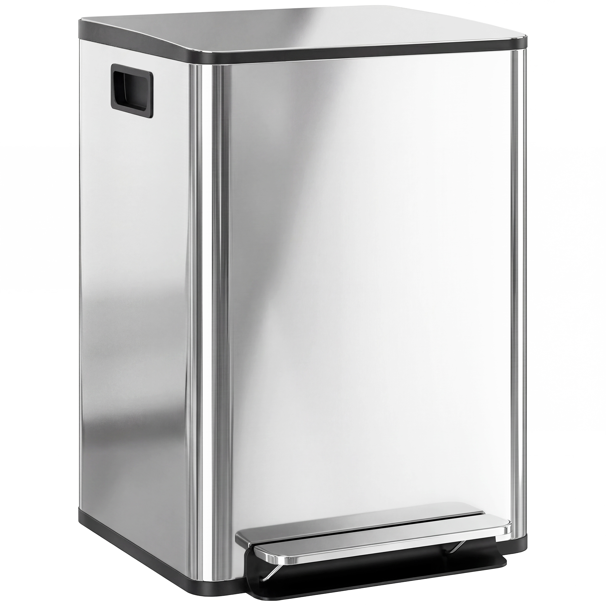 HOMCOM Mülleimer Küche 2x30 L Treteimer mit Softclose-Deckel Pedal Fingerabdruckfreie Edelstahl Mülltrennsystem mit 2 Fächer, recycelbare Abfälle, Abnehmbarer Inneneimer Silber, 47,7x37,5x66,8cm   Aosom