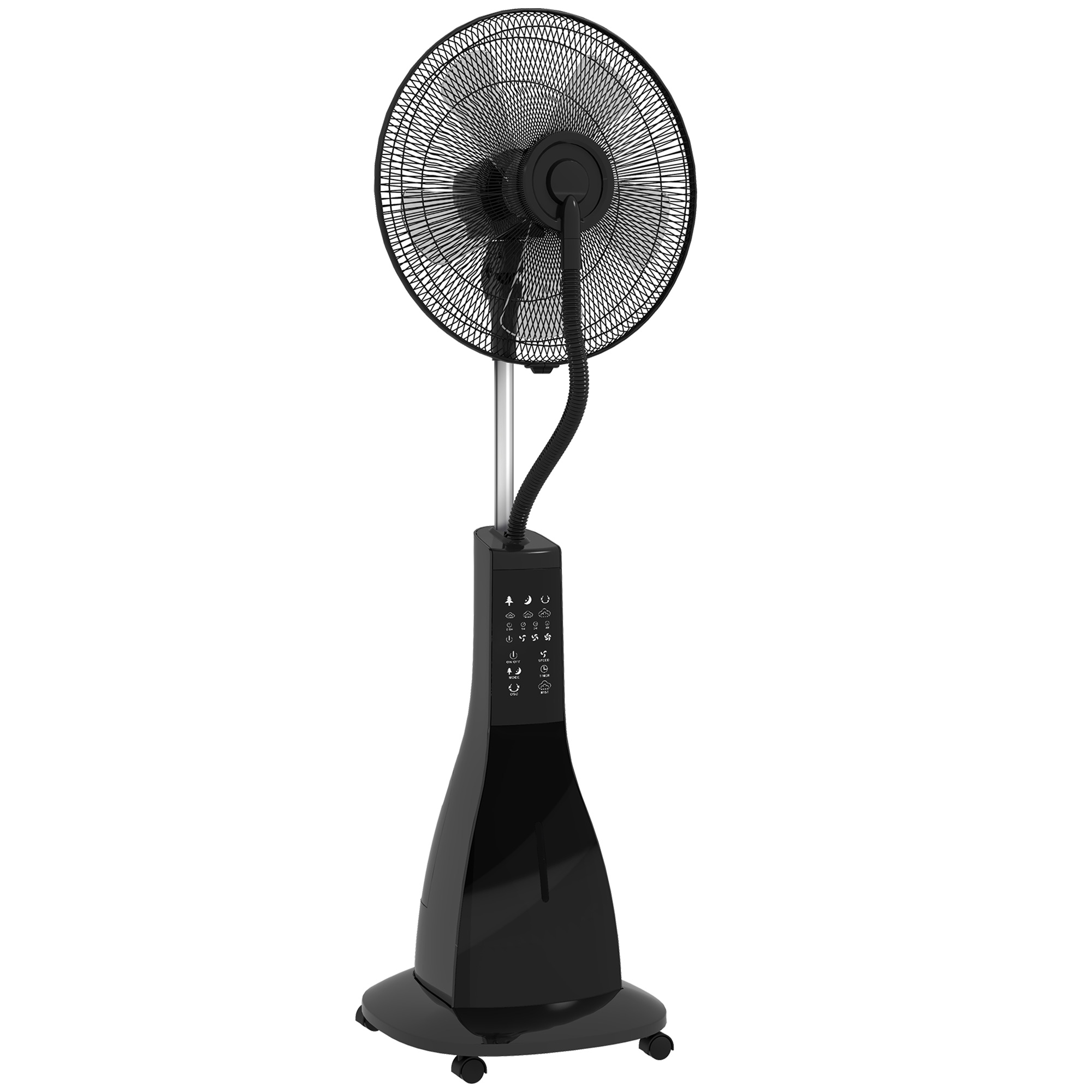 HOMCOM Ventilator mit Wasserkühlung, Standventilator mit Sprühnebel, Fernbedienung, Timerfunktion, oszillierend, 3 Stufen, 3 L Wassertank, 90 W Wasserventilator mit Rollen, 120 cm Aosom
