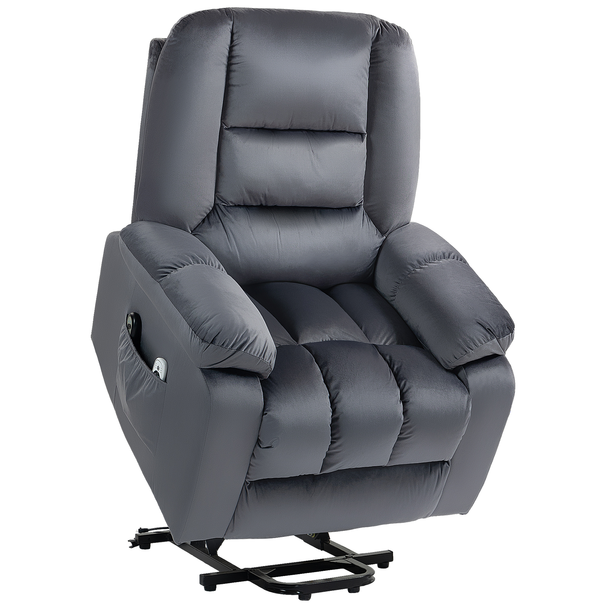 HOMCOM Massagesessel Aufstehhilfe Seniorensessel mit Heizfunktion, sessel mit 8 Massagepunkte, 2 Seitentaschen, 85 cm x 94 cm x 107cm, Grau Aosom
