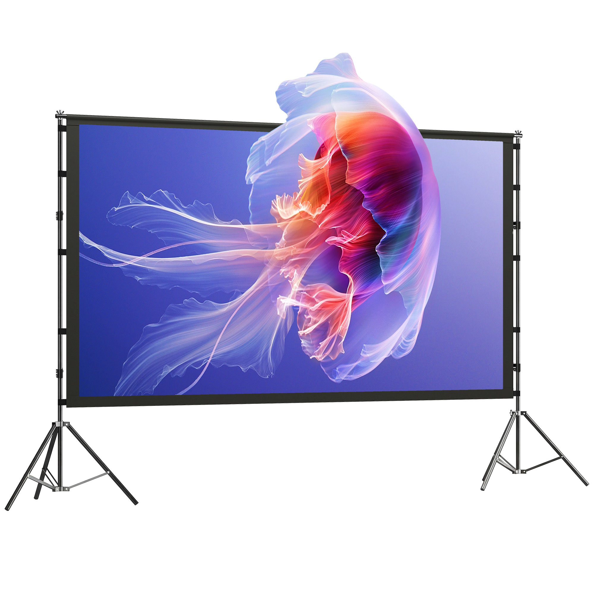 HOMCOM Beamer Leinwand 100' 220 x 127 cm 16:9 HD 4K/8K Projektionsleinwand mit Klappbar Stativ, 160 Grad Betrachtungswinkel, Tragbare Doppelseitige Leinwand für Heimkino oder Präsentationen Aosom