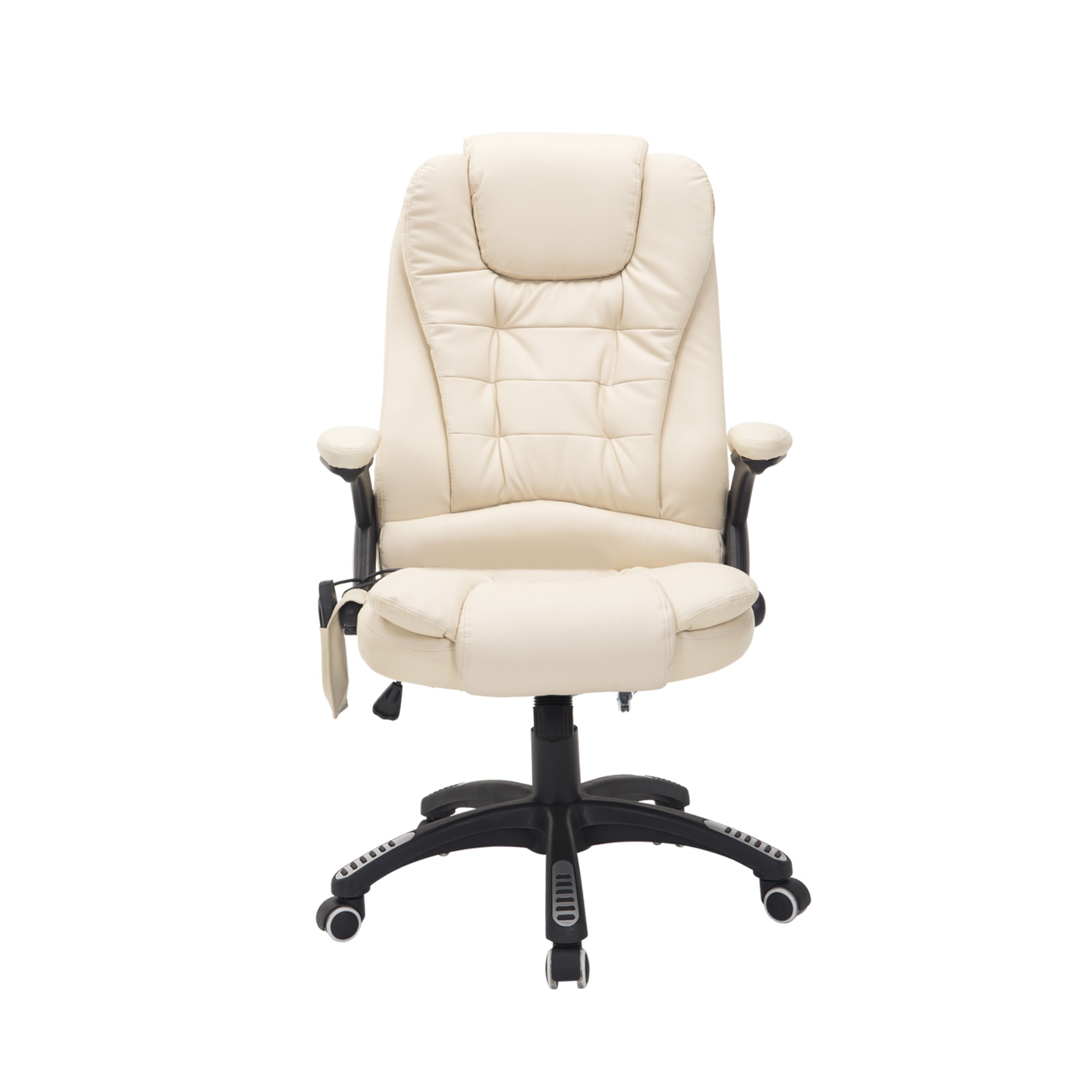 HOMCOM Massagesessel Bürostuhl Chefsessel mit 6-Punkt Vibrationsmassage und Wärmefunktion, drehbar aus Kunstleder in Beige Aosom.de