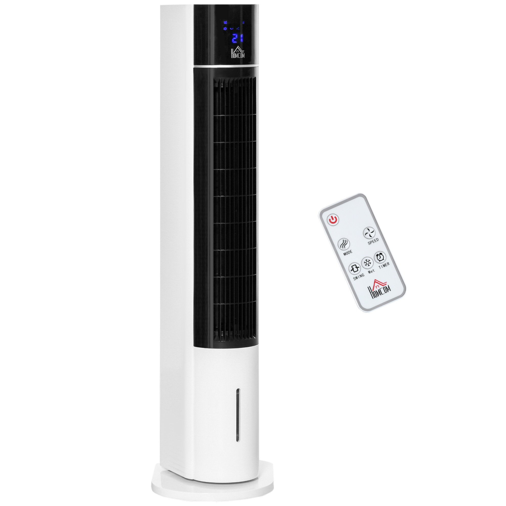 HOMCOM Turmventilator mit Fernbedienung 105 cm Ventilator, Standventilator 52° oszillierende Säulenventilator mit 3 Modi 3 Geschwindigkeitsstufen 12-Std-Timer LED-Anzeige Weiß Aosom