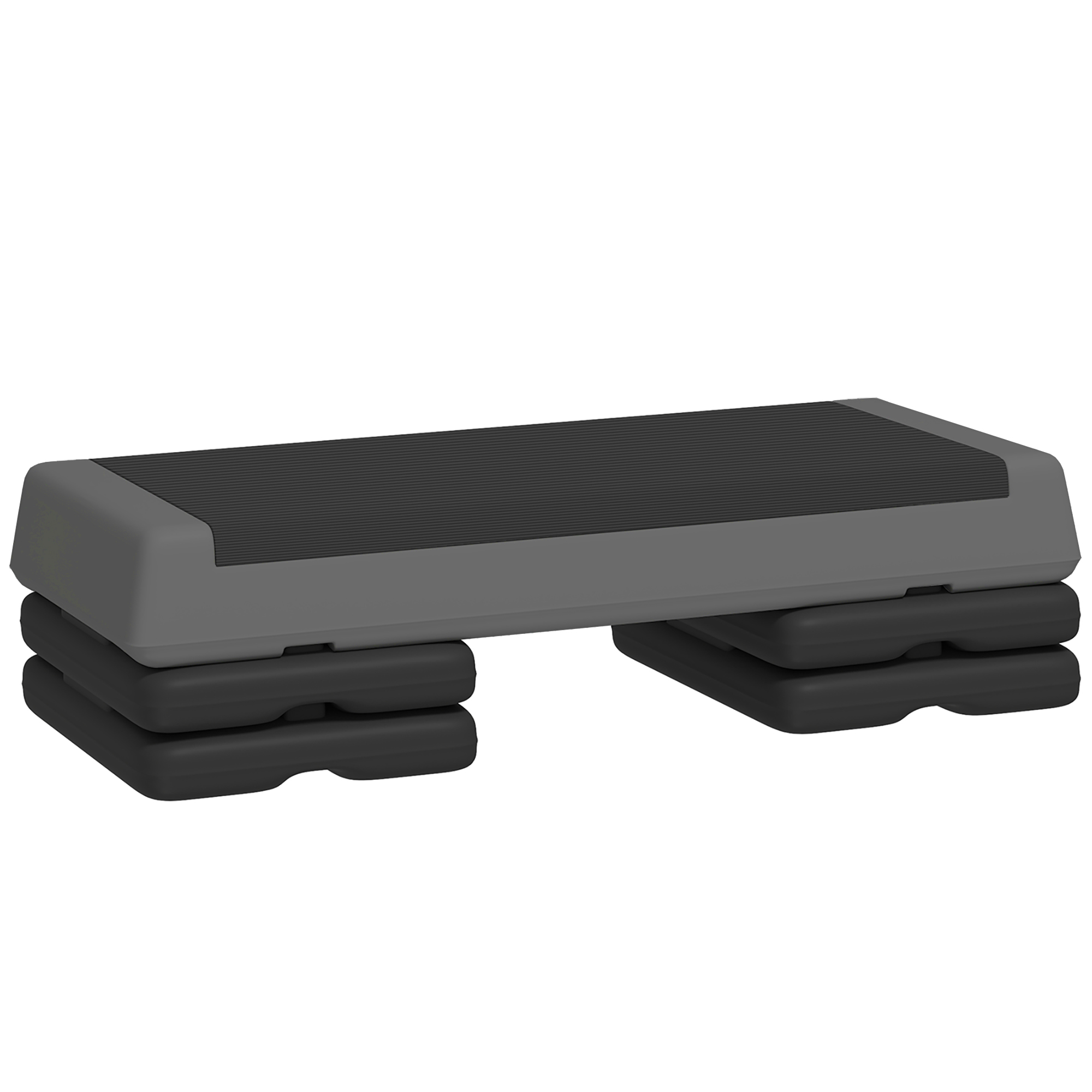 SPORTNOW Aerobic-Stepper, 10,5/15,5/20,5cm Höhenverstellbare Steppbrett, rutschfest, für Zuhause, Fitnessstudio, Büro, Kunststoff, Grau Aosom