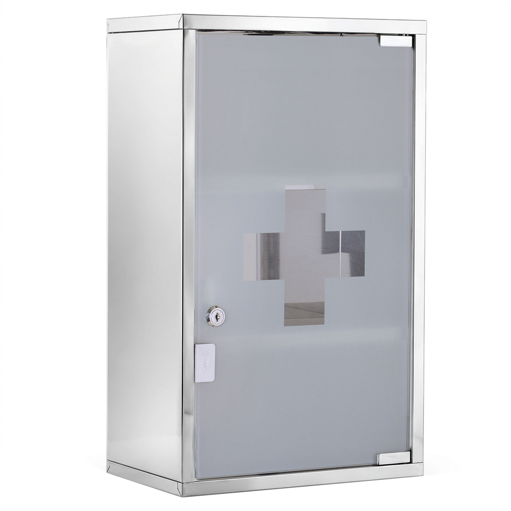 HOMCOM Medizinschrank Erste Hilfe Schrank aus Edelstahl mit Schloss 30x18x50cm für sichere Aufbewahrung Aosom.de