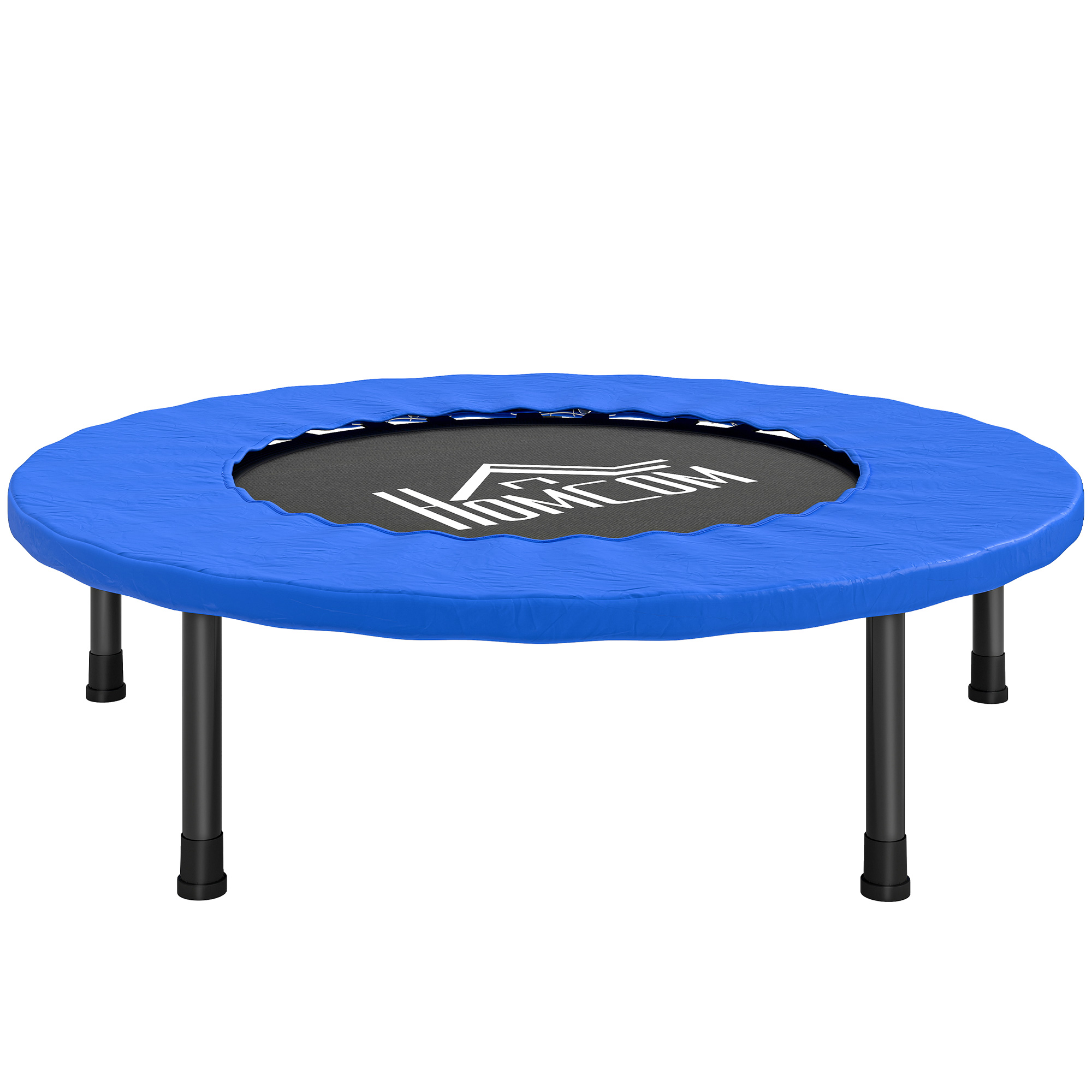 HOMCOM Trampolin für Erwachsene Ø81 cm Belastbarkeit 100 kg, Sprungtuch mit 28 Bungee-Federn, Stahl und PP, für Yoga und Übungen, Blau   Aosom